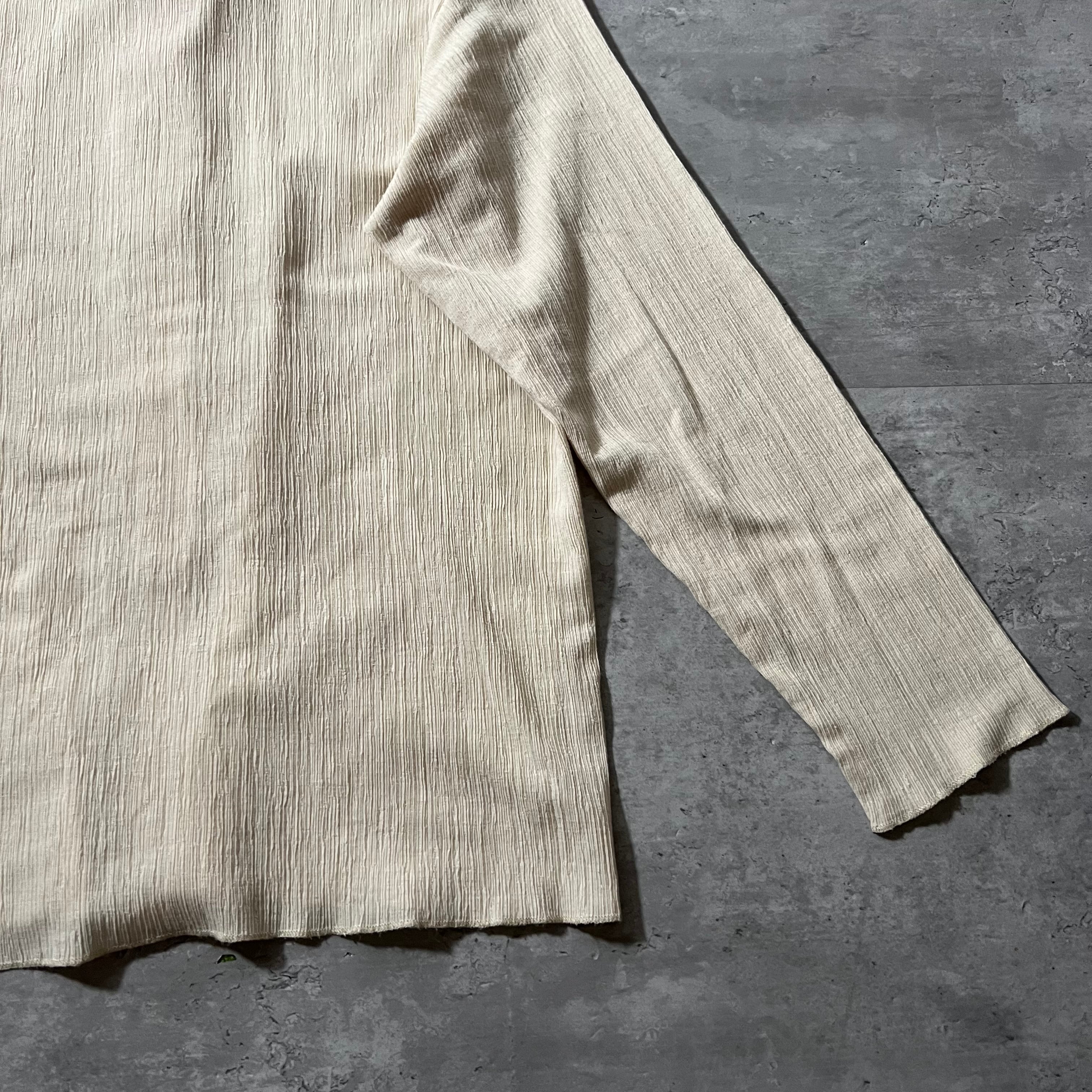 90s “BARNEYS NEWYORK” stripe pattern open collar box silhouette