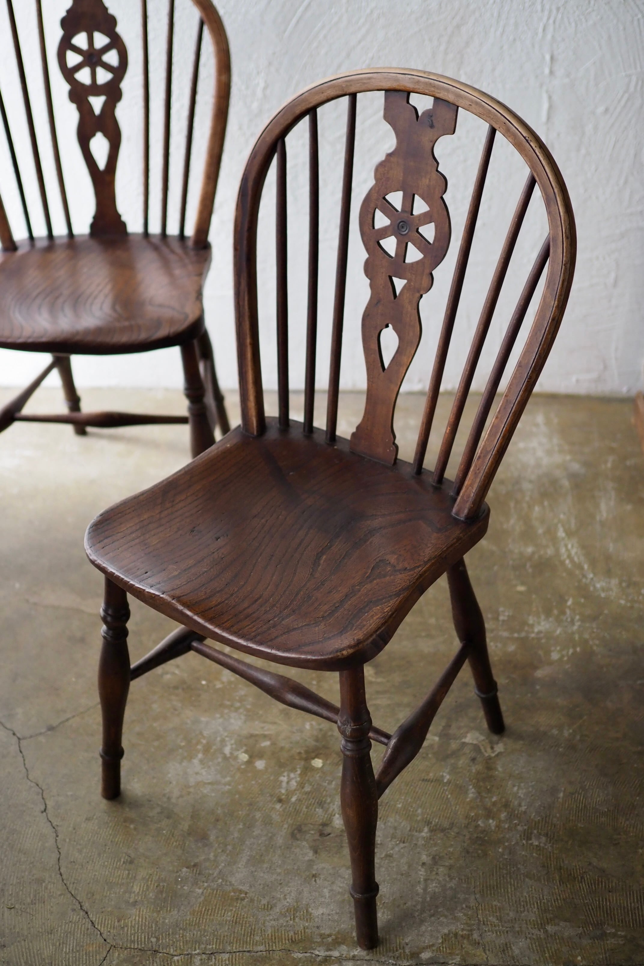 アンティーク ホイールバックチェア-antique wood chair