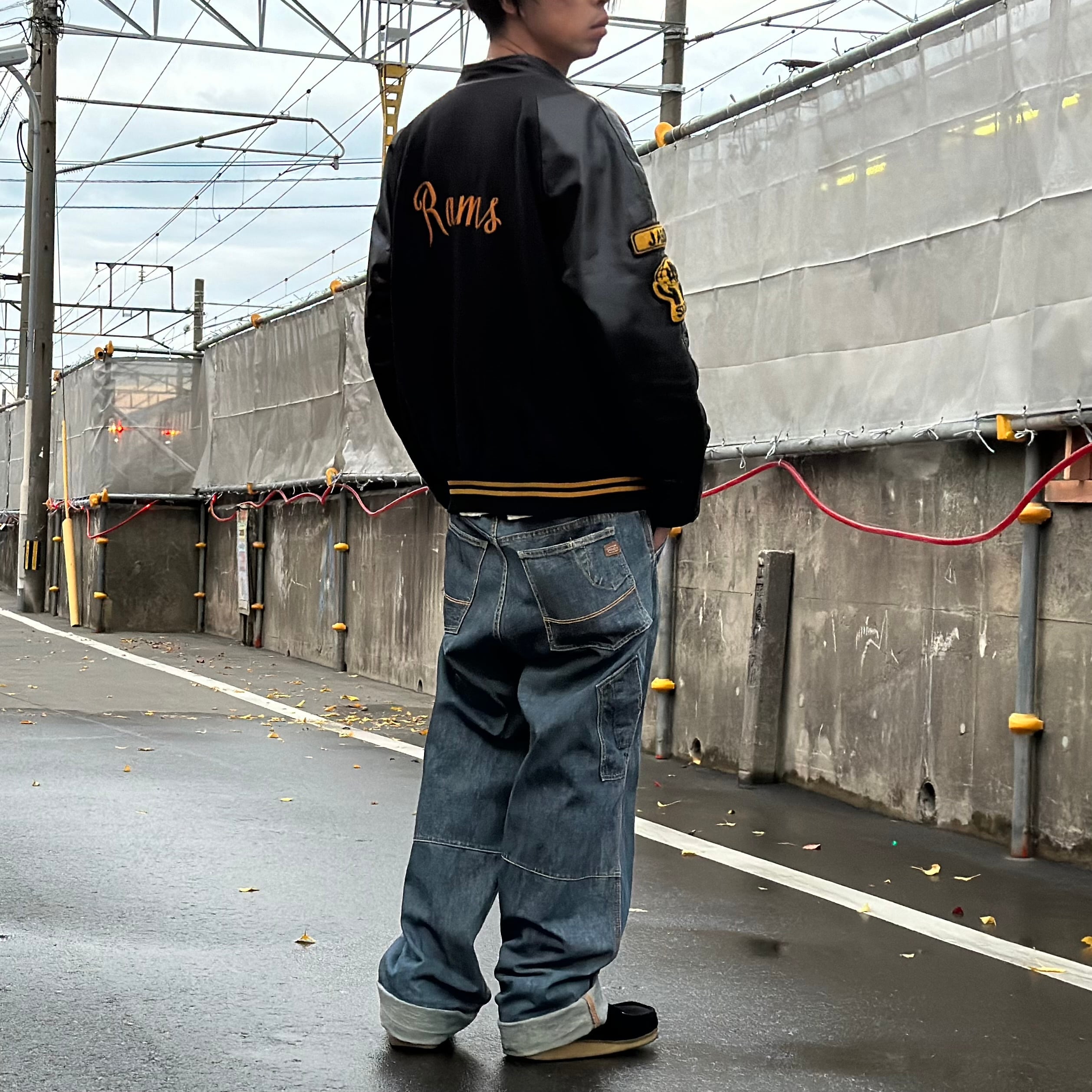 80s ヴィンテージ レザー スタジャン サガラ刺繍 CLACTON アメカジ