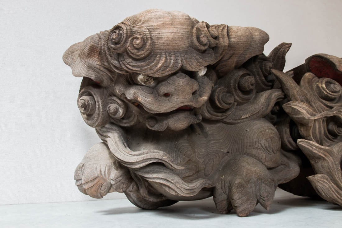 獅子の木鼻一対 | 越後古材