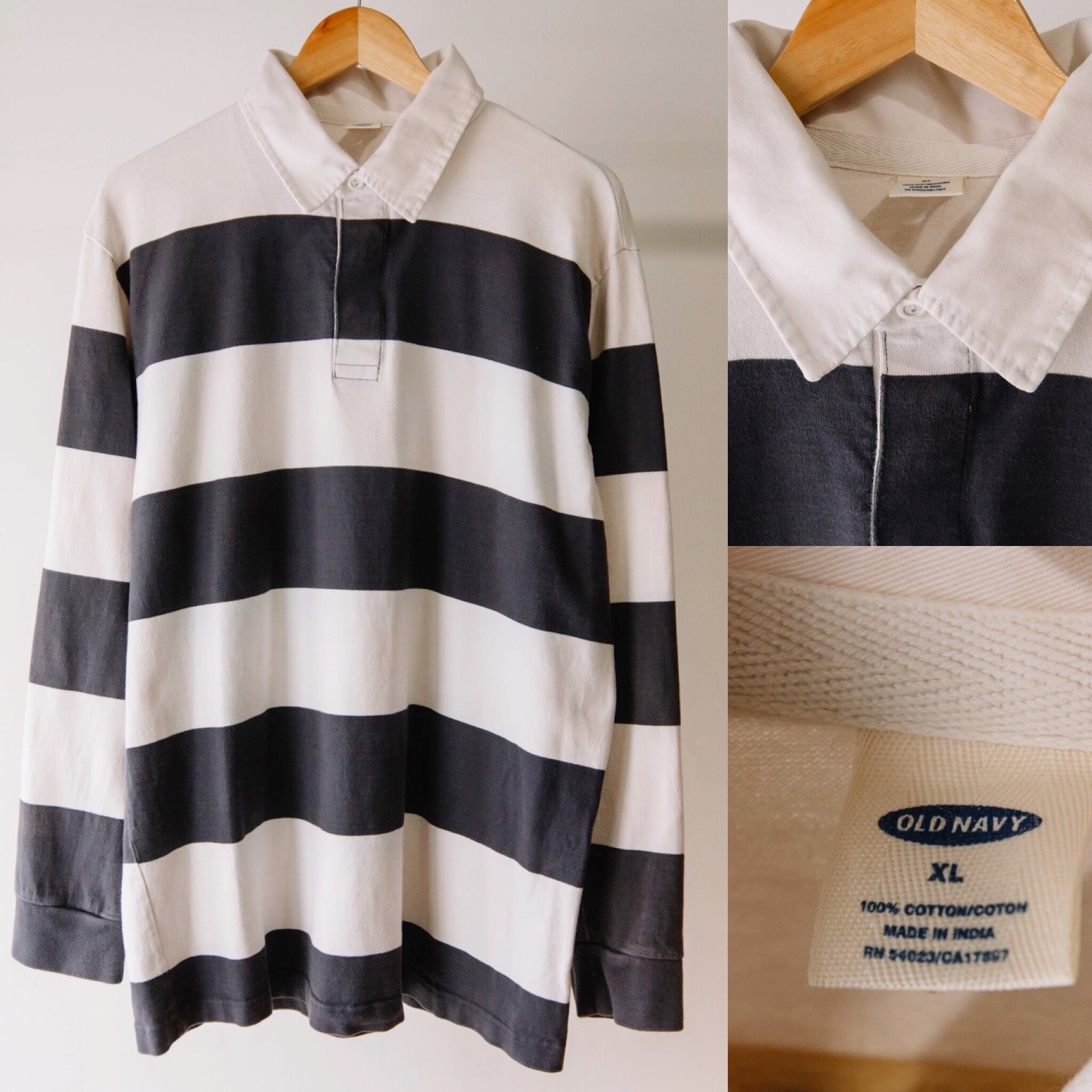 OLD NAVY 白黒ボーダー ラガーシャツ 【1009A41】 | 【公式】Thrift