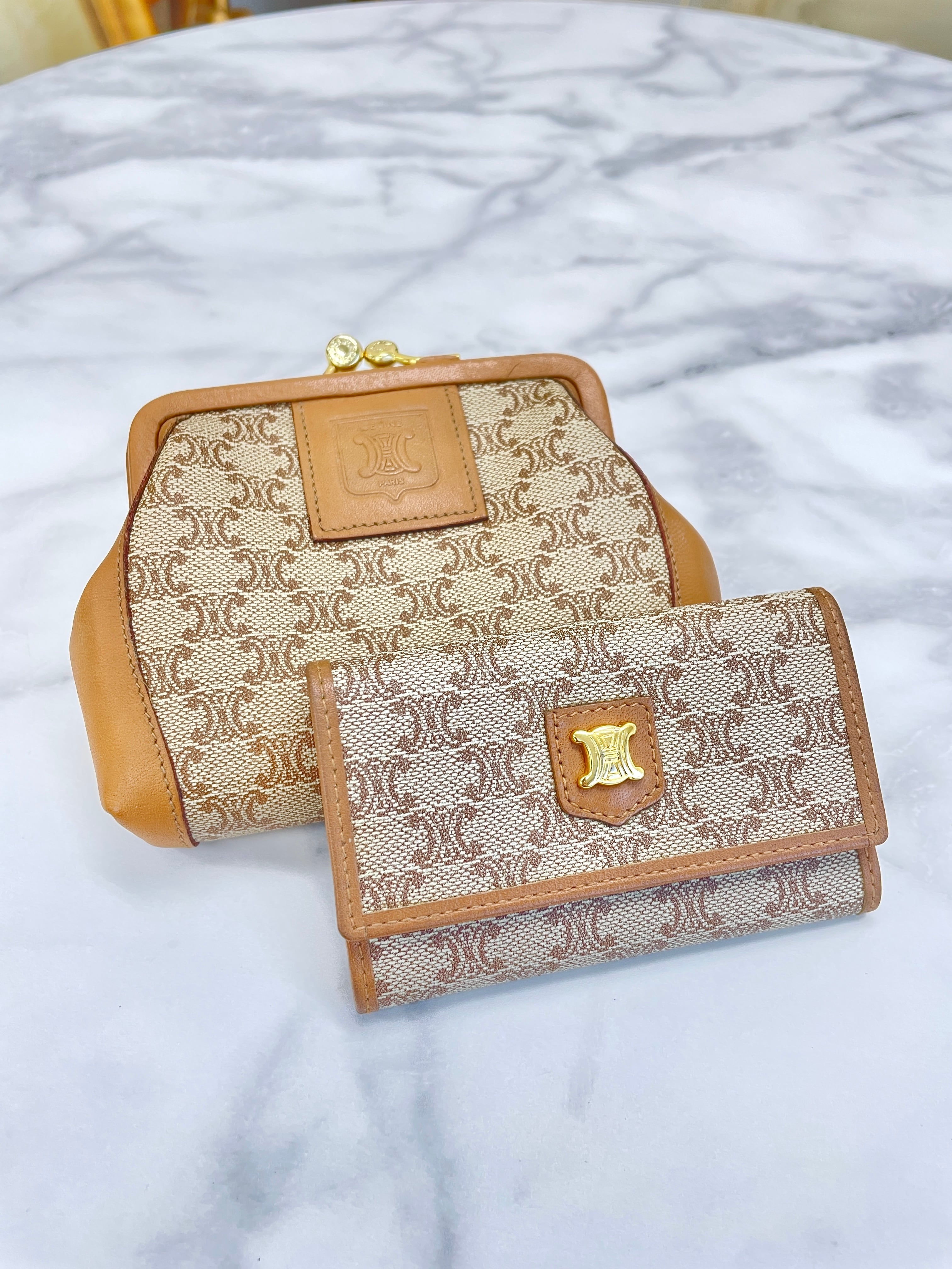 CELINE セリーヌ マカダム トリオンフ PVC×レザー 6連 キーケース