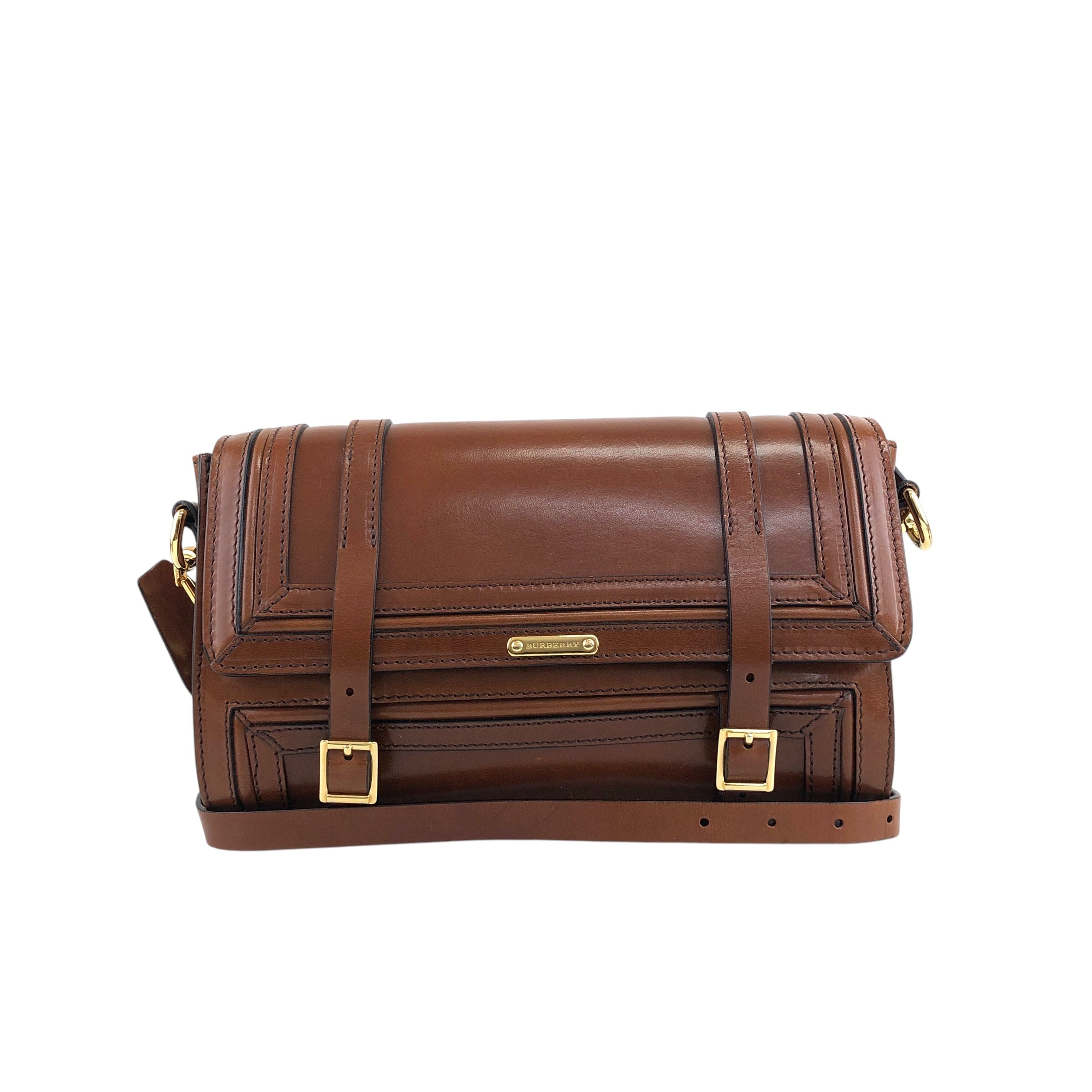 BURBERRY バーバリー ショルダーバッグ ブラウン ロゴ レザー vintage