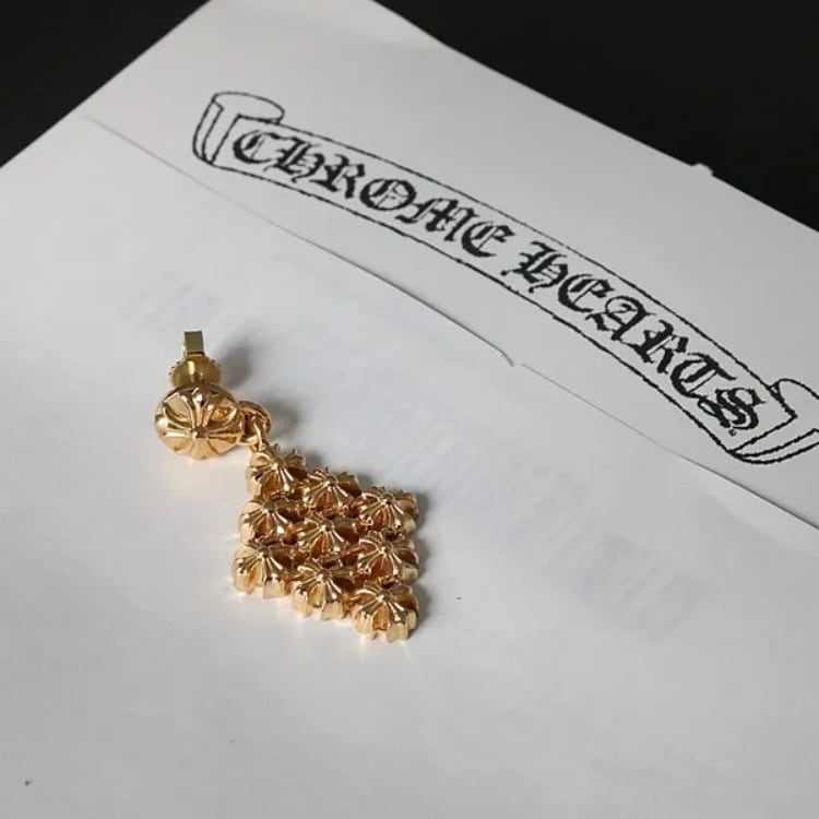 CHROME HEARTS チェーンメイル プラス ドロップピアス 22K 片耳 CHROME