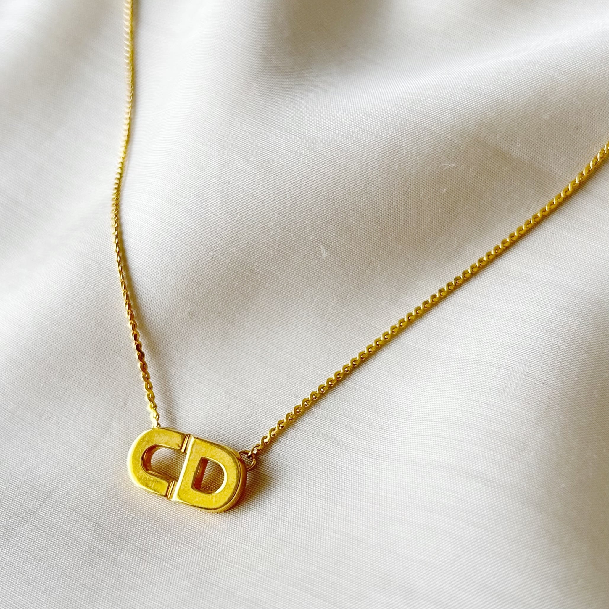 N5255】Christian Dior CD logo plate necklace/クリスチャン
