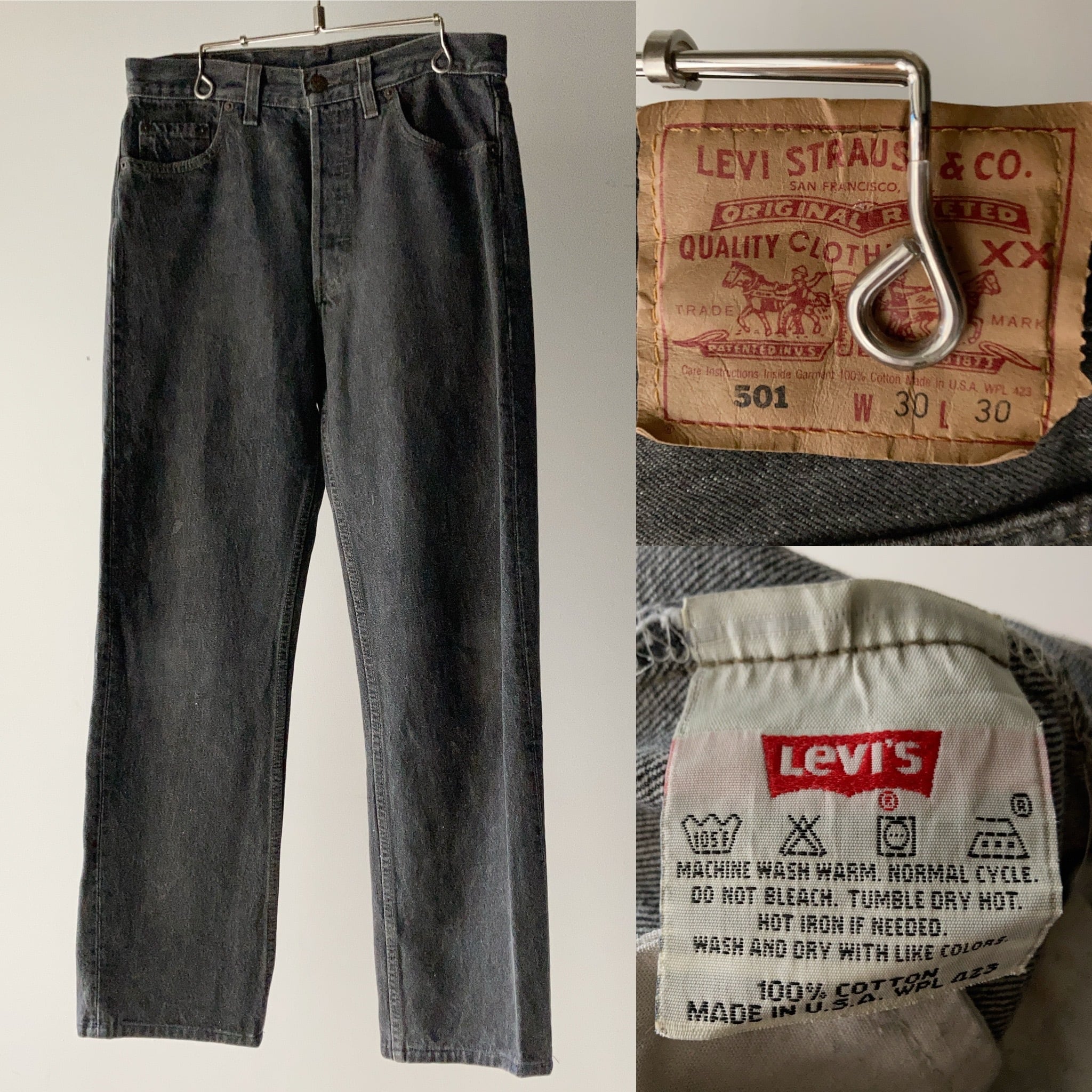 90's Levi's 501 先染めブラックデニムパンツ USA製 W30【0521A49