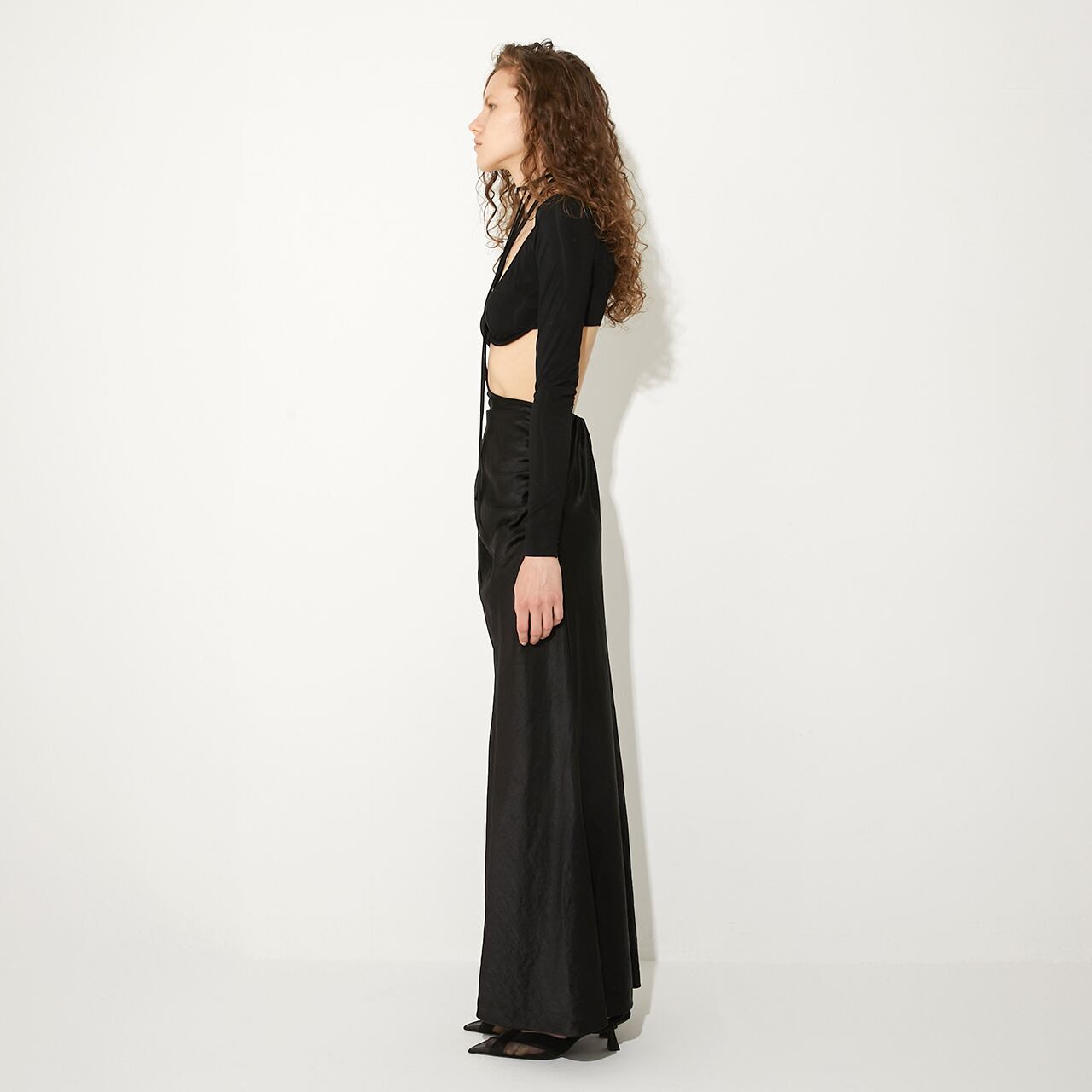 Tie satin skirt BLK | FRANGANT