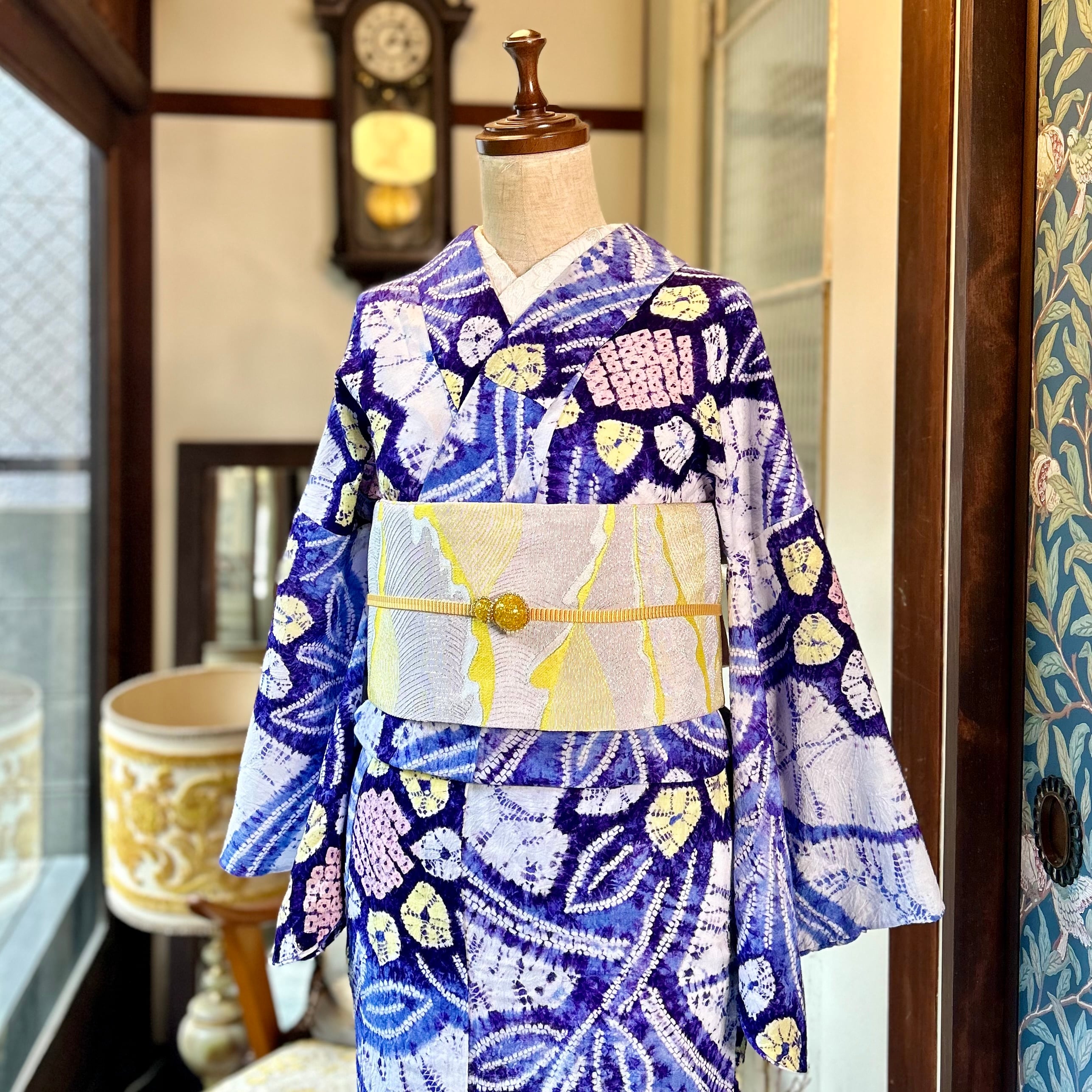 ベストストア日本一受賞店！□花美人着物□夏物 小紋 絽 本藍染め 御所