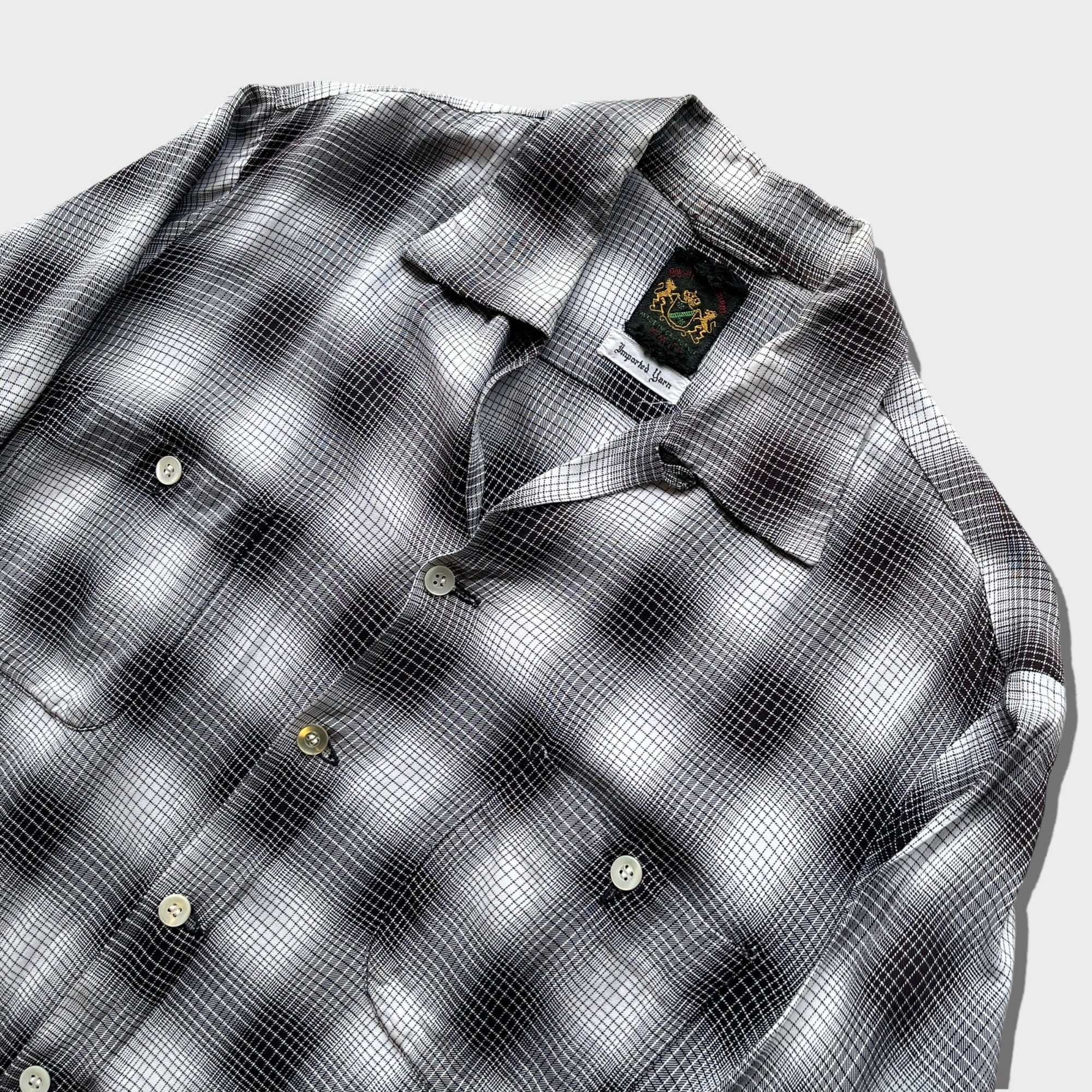 1960's ombre check rayon shirt / 60年代 白黒 オンブレチェック