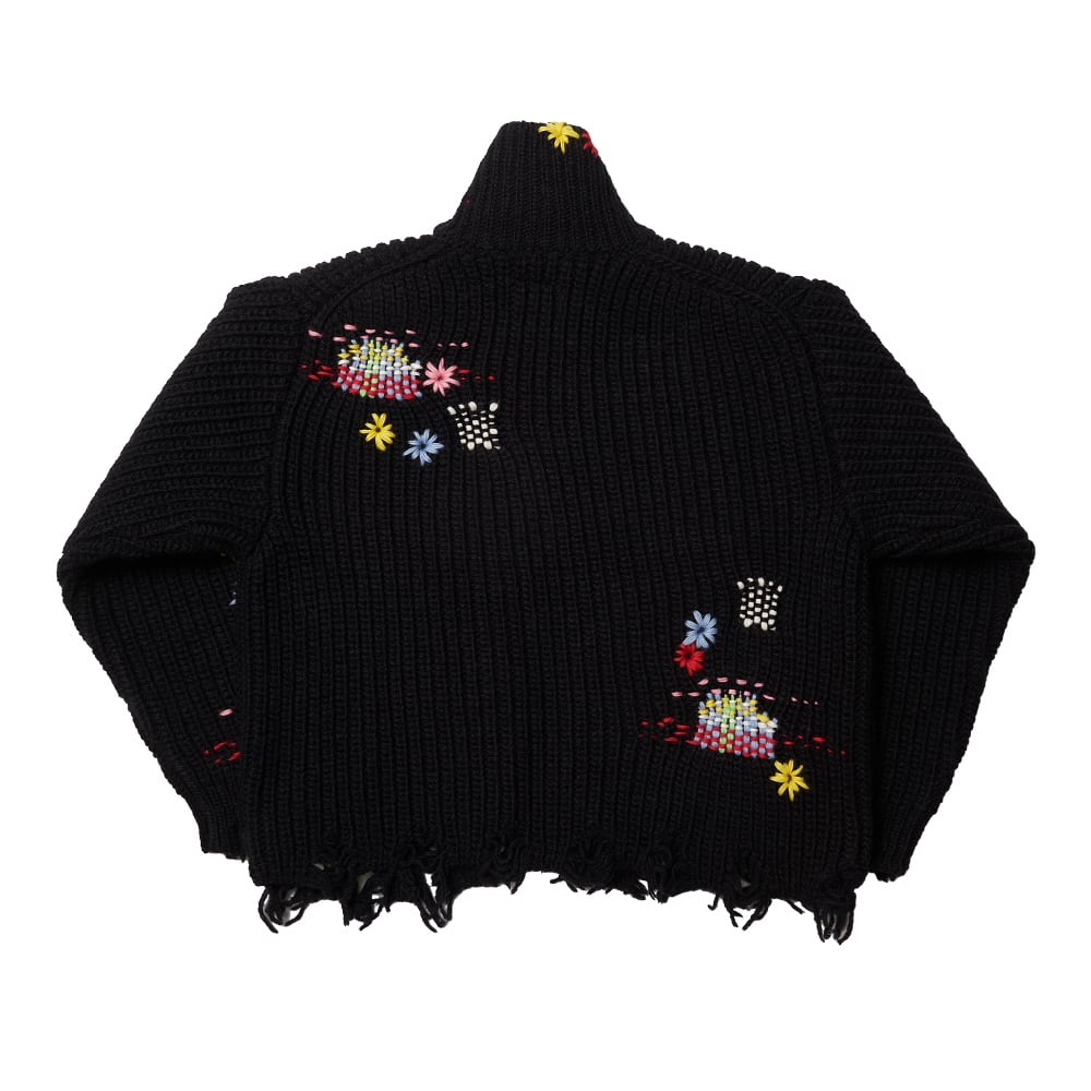 24AW】doublet DARNING CUT OFF DRIVERS KNIT WEAR (BLACK