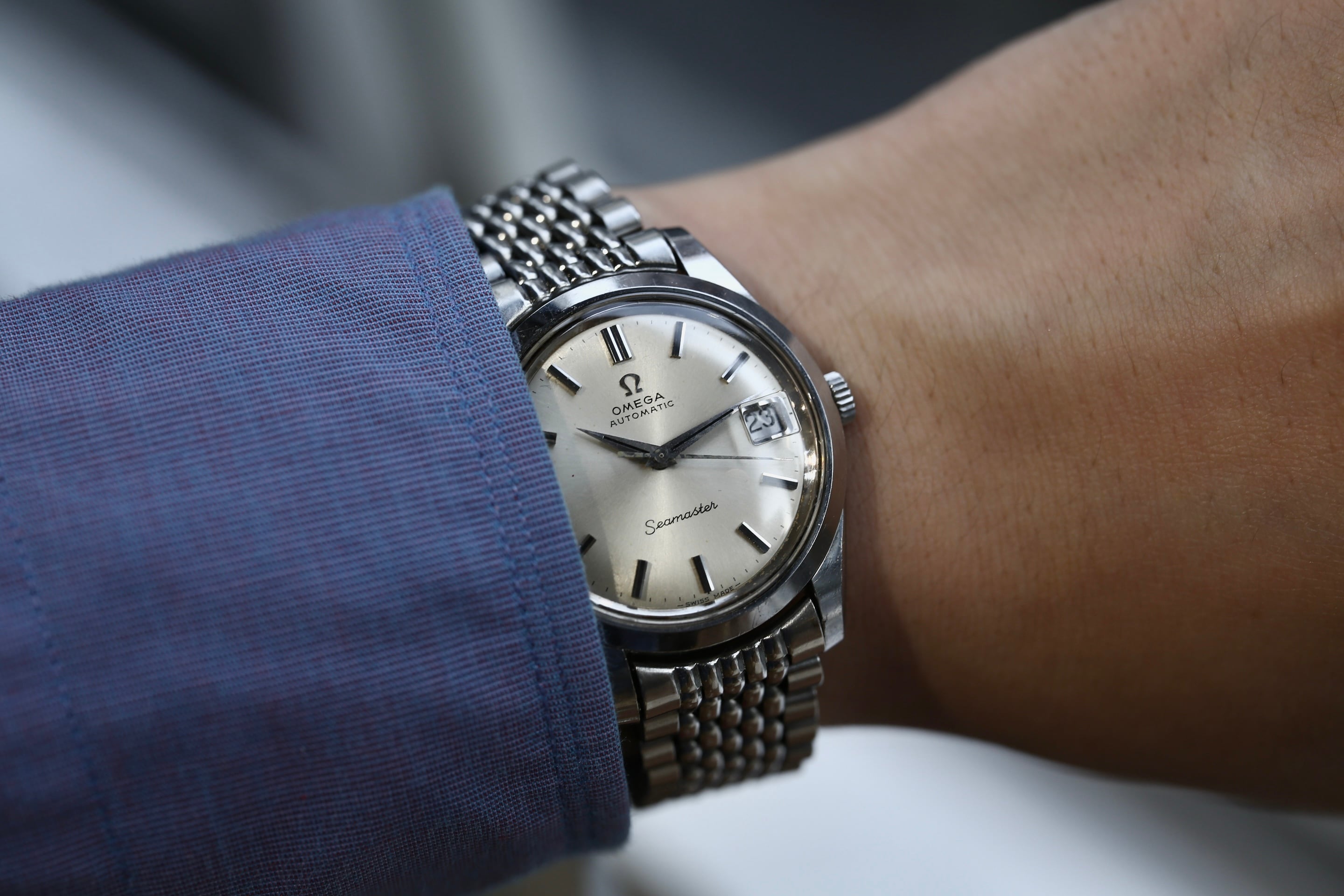 OMEGA】 1969年製 オメガ シーマスタ デイト 純正 7連ライスジュビリー