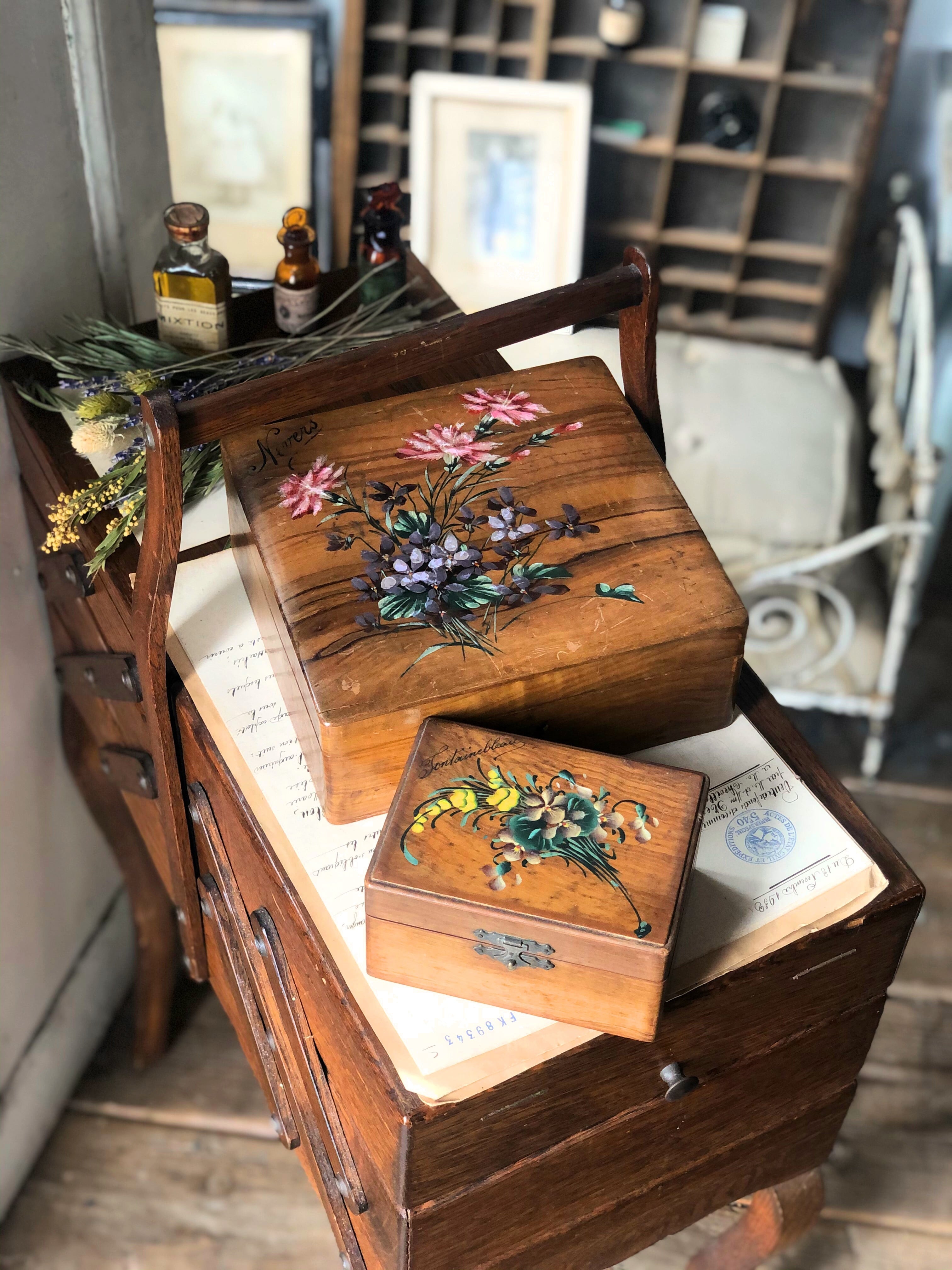 モシュリンヌMauchline 木箱S スミレとミモザ | Brocante de La