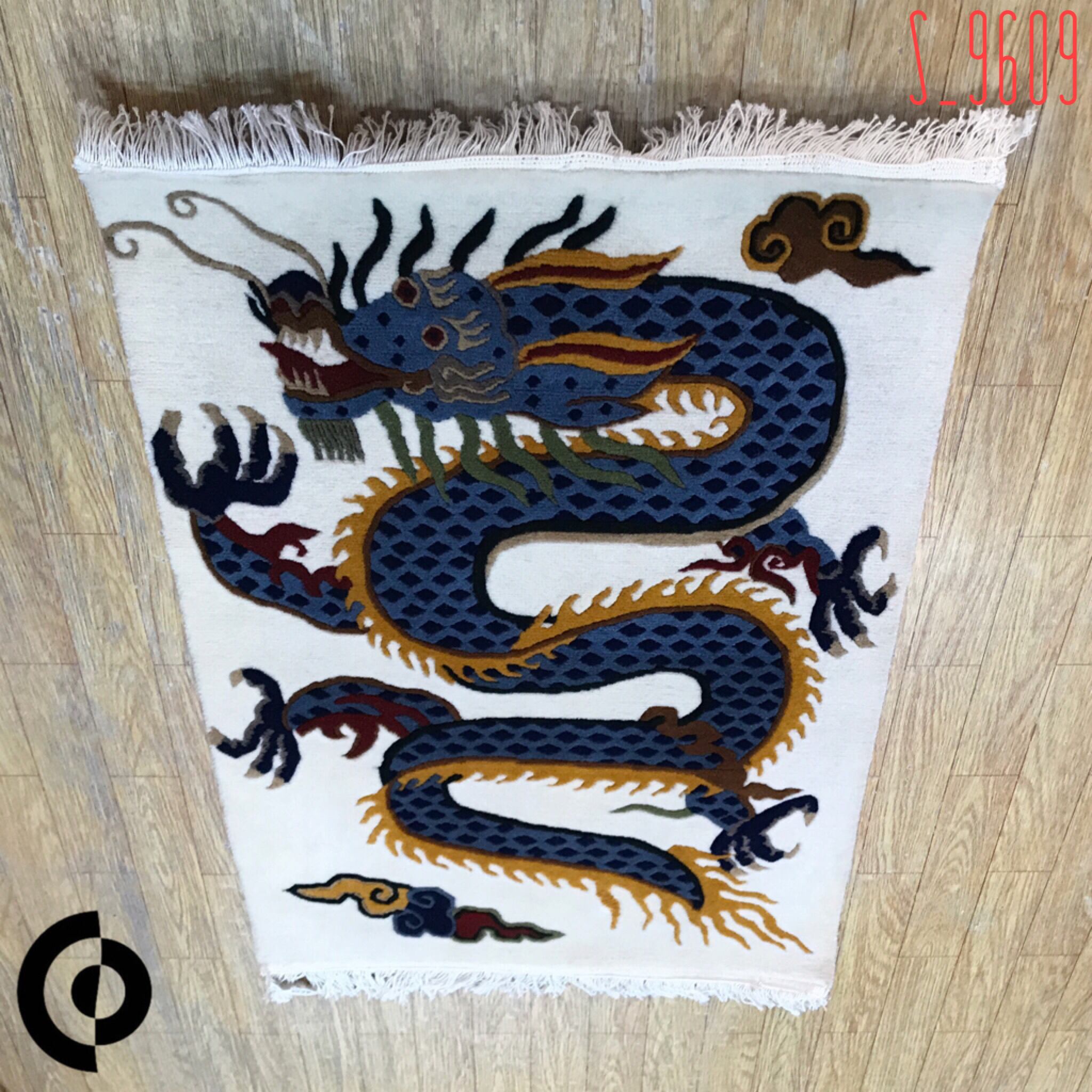 龍柄 ☆ チベタンドラゴンラグ S WOOL SQUARE ☆ TIBETAN DRAGON RUG