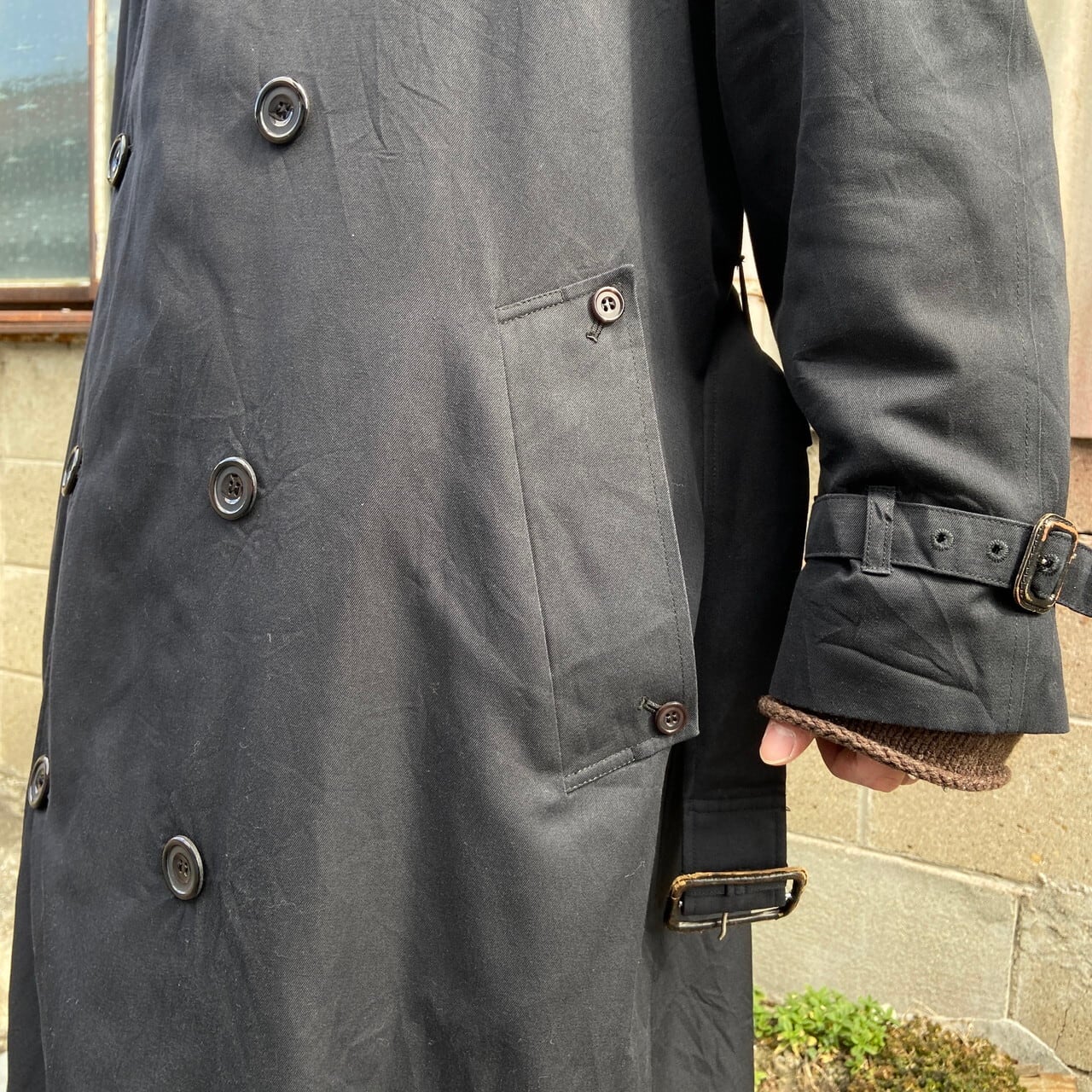 80年代 カナダ製 Aquascutum アクアスキュータム ブラック トレンチ