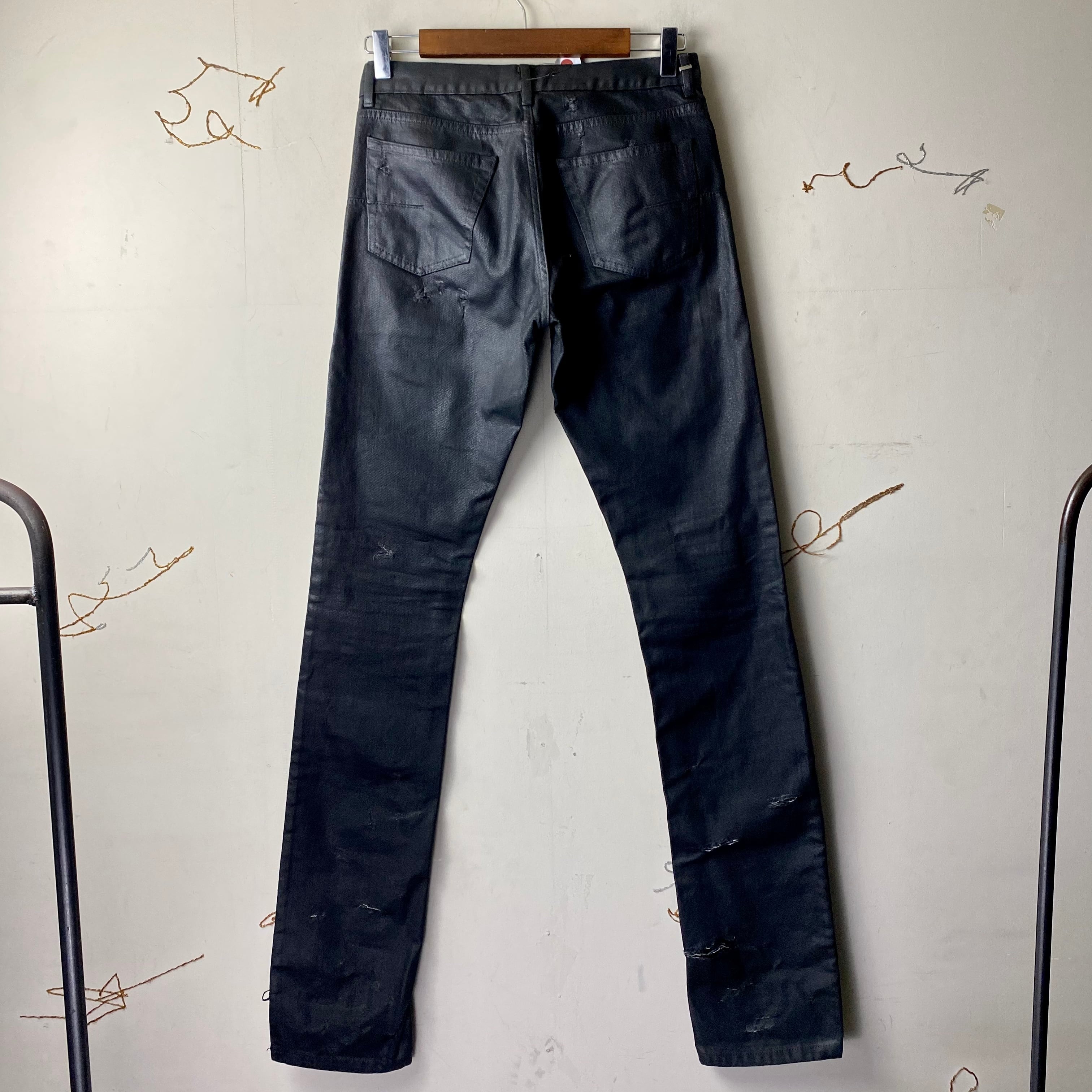 archive DIOR HOMME coating destroyed black denim pants | NOIR ONLINE