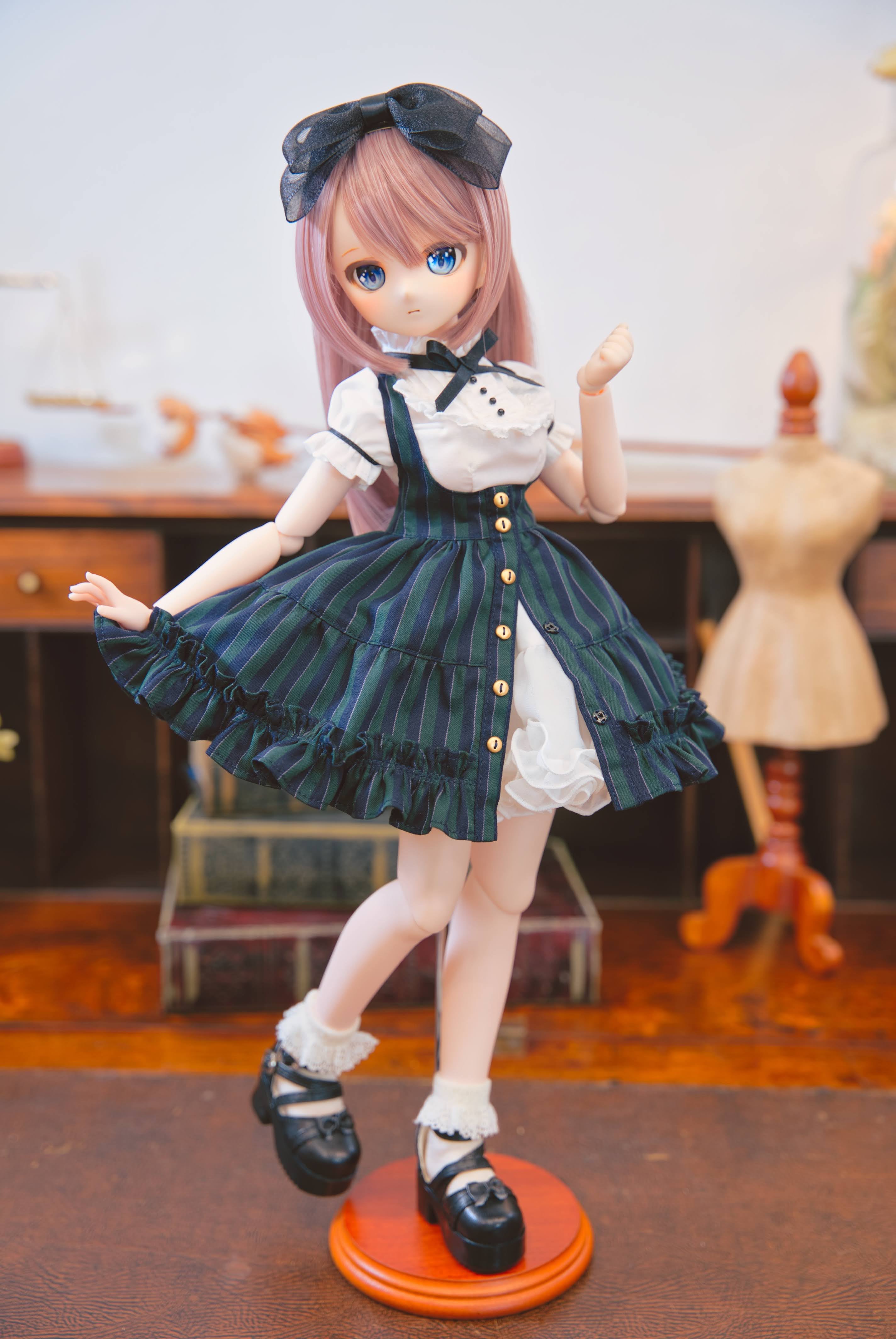 MDD対応OF【おしゃまティアードジャンパースカート（レジメンタル緑色
