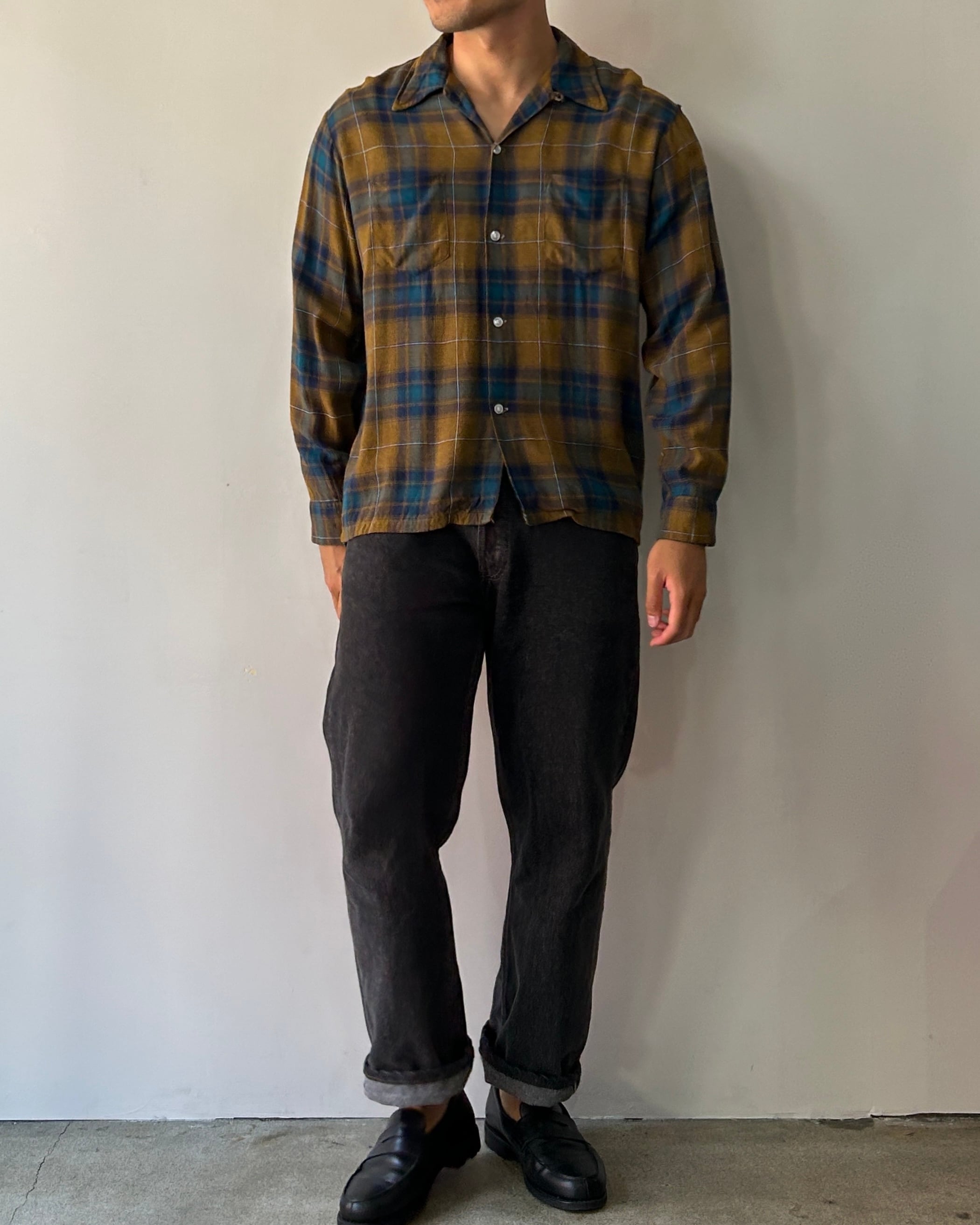 美品 L 60-70s towncraft オンブレチェックシャツ タウンクラフト