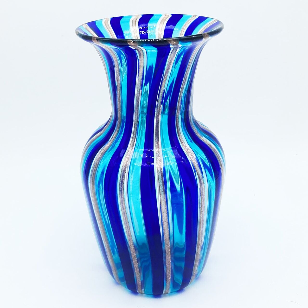 ムラノガラス murano レース 花瓶 MURANO】ムラノ 水色 レース