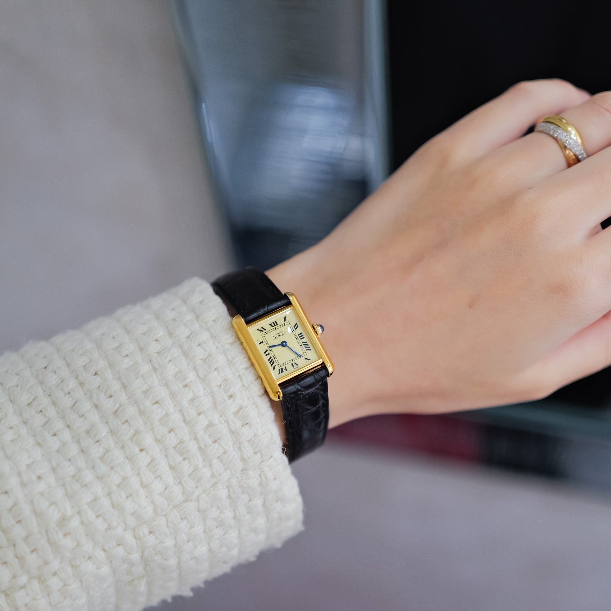 T198 カルティエ マストタンクLM アイボリー文字盤 クォーツ Cartier