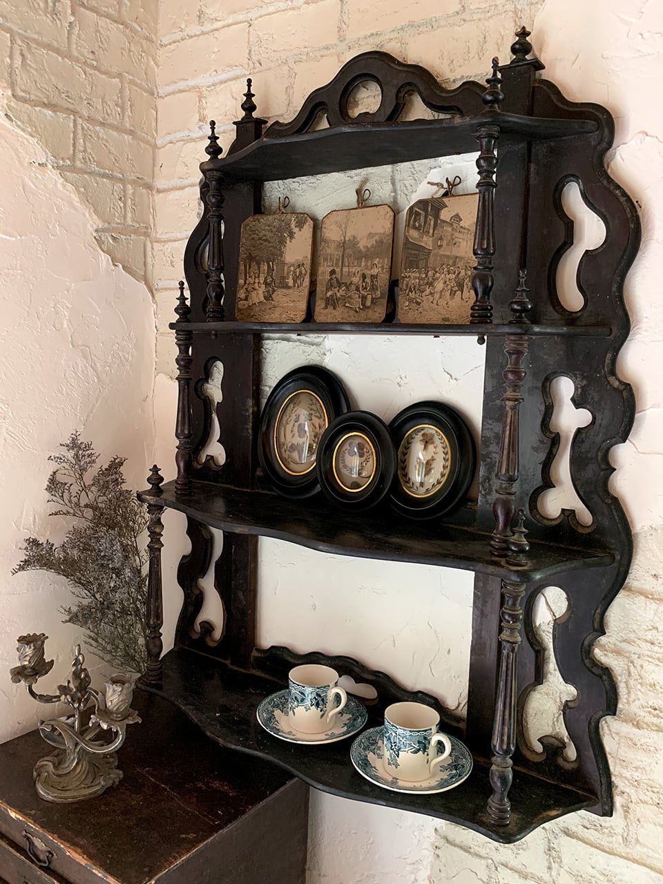 黒ペイント 4段 壁付け棚 壁掛けラック ナポレオンシェルフ | Brocante