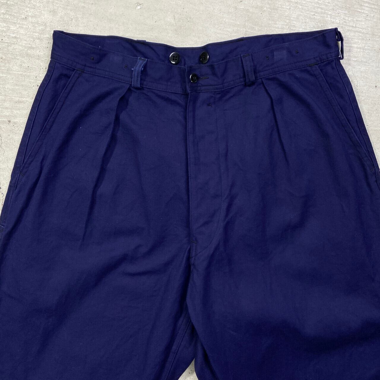 60〜70年代 フレンチワークパンツ コットンツイル 1タック ワイド