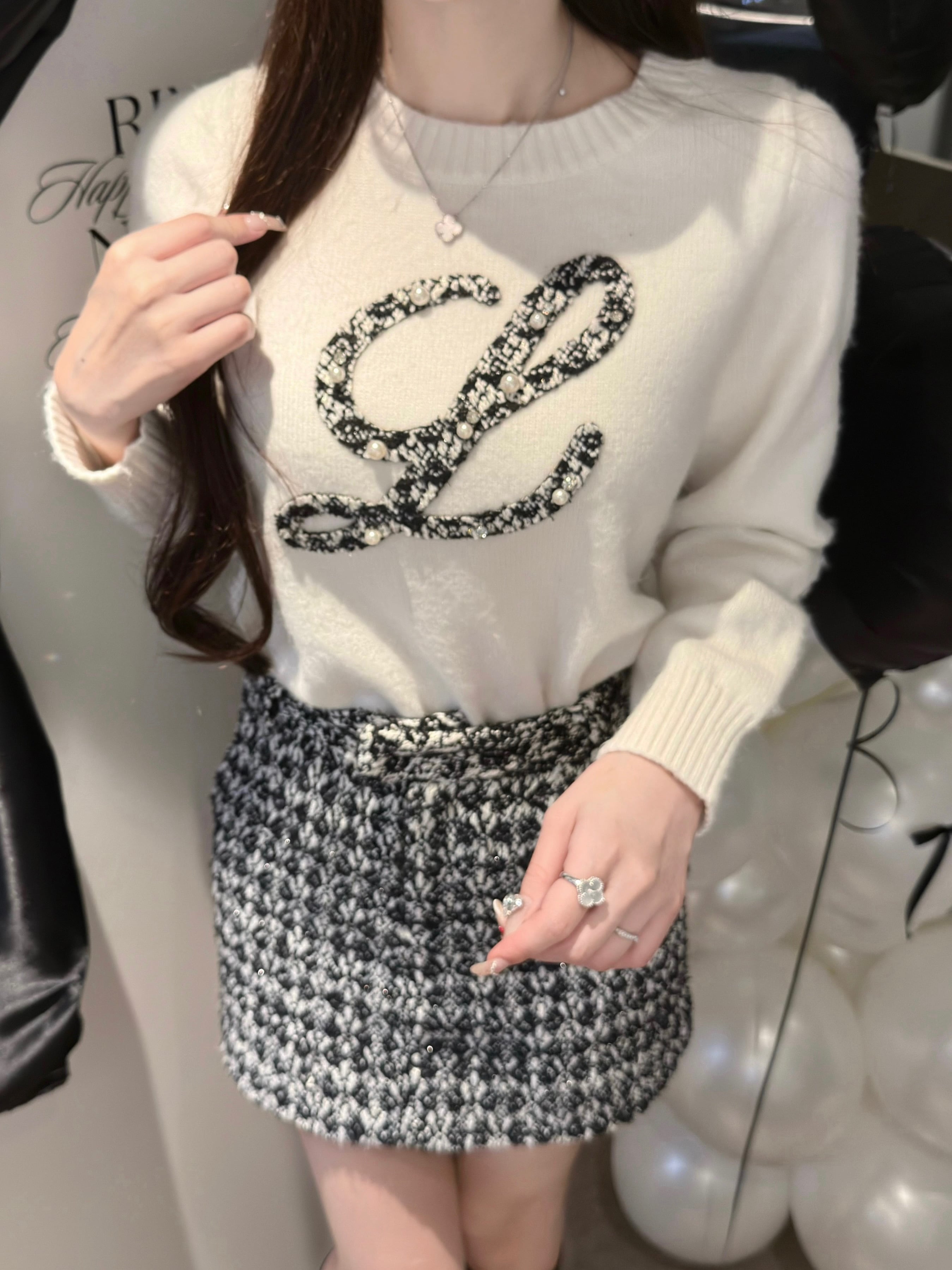 Lumignon original ♥ L holiday tweed knit【ブラック】 | Lumignon