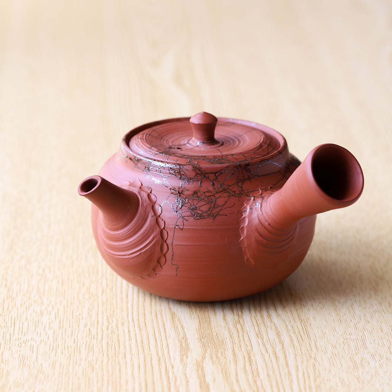 朱泥藻掛け 平急須 片山白山（常滑焼） | にっこう生活館 ONLINE SHOP