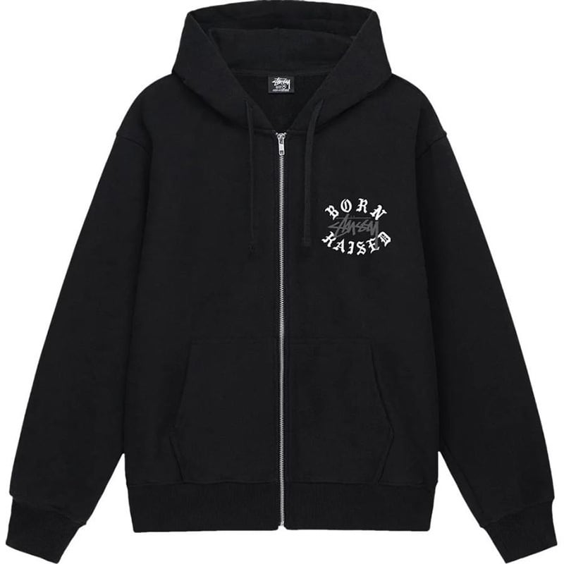 BORN X RAISED X STUSSY LOGO ZIP HOODIE ジップアップパーカー