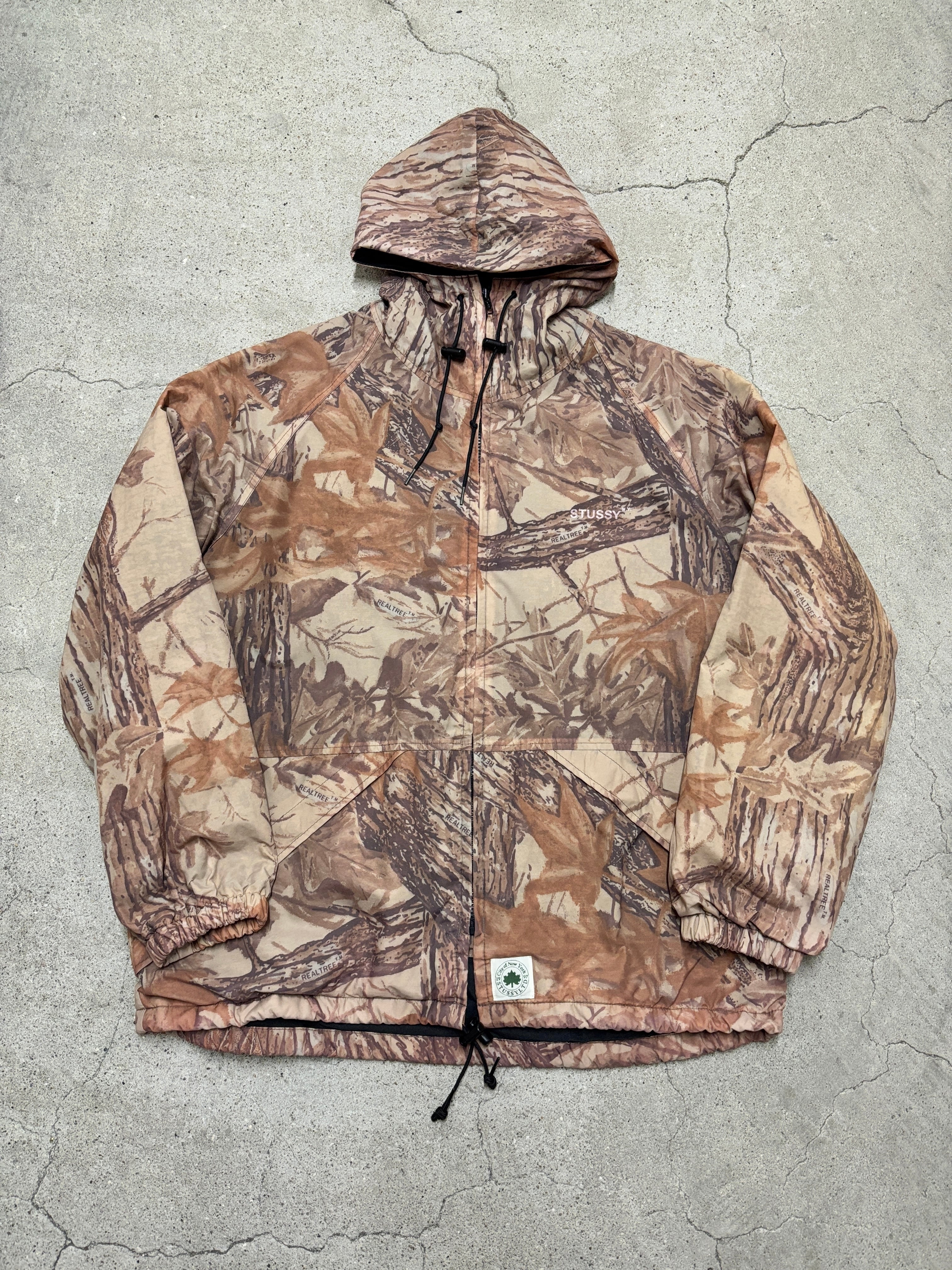 90s OLD STUSSY×Walls/Real Tree camo Nylon parka/USA製/XL/リアル