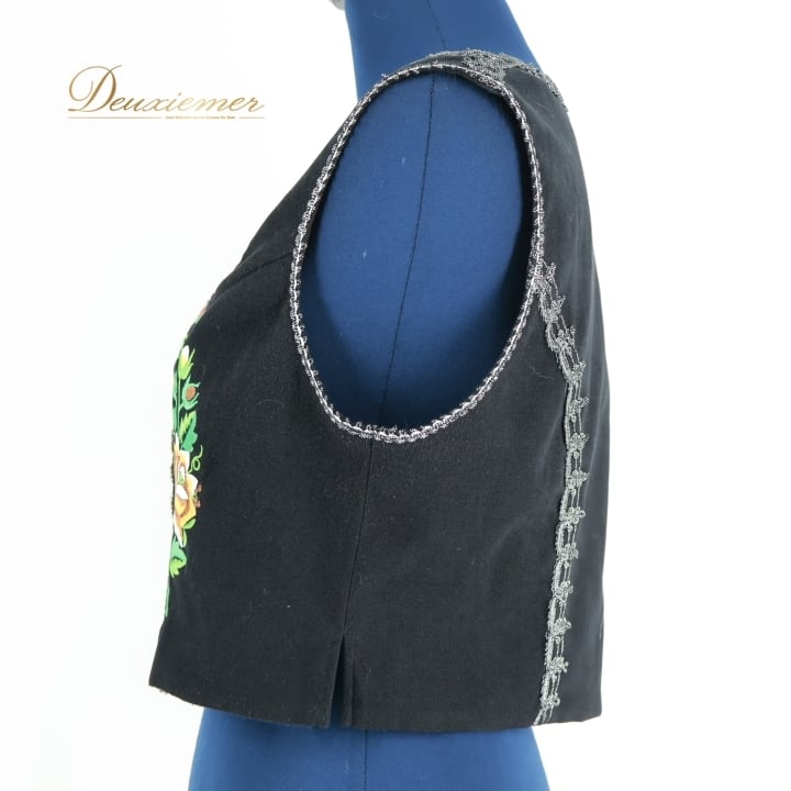 フォークダンス 衣装 ベスト ブラック系 ナロッドニー 花柄 刺繍