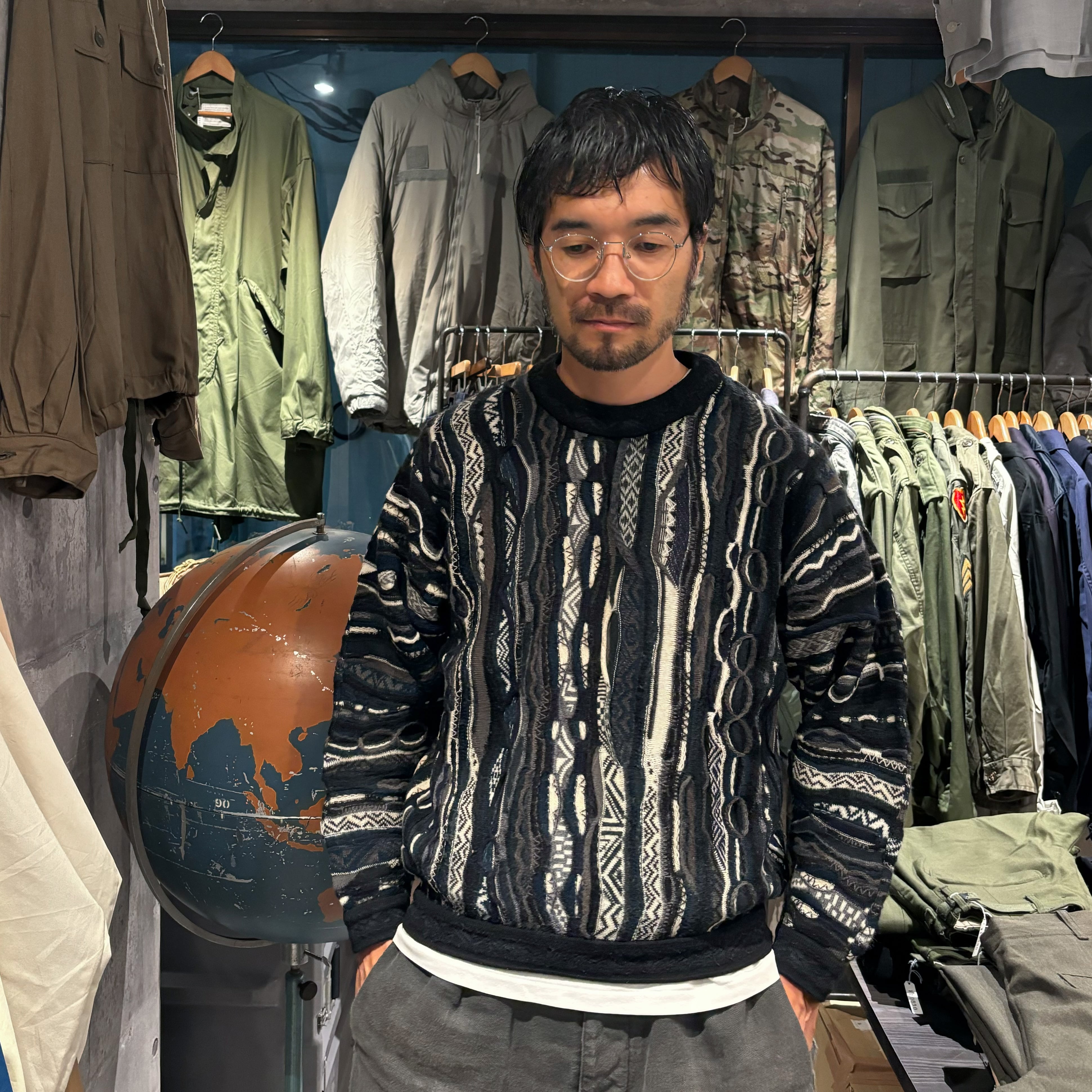 90's COOGI 3D Knit Sweater S / クージー 3Dニット ウールセーター