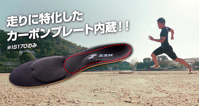 野球専用のインソール（中敷き）、カーボンプレート入りで起動走塁