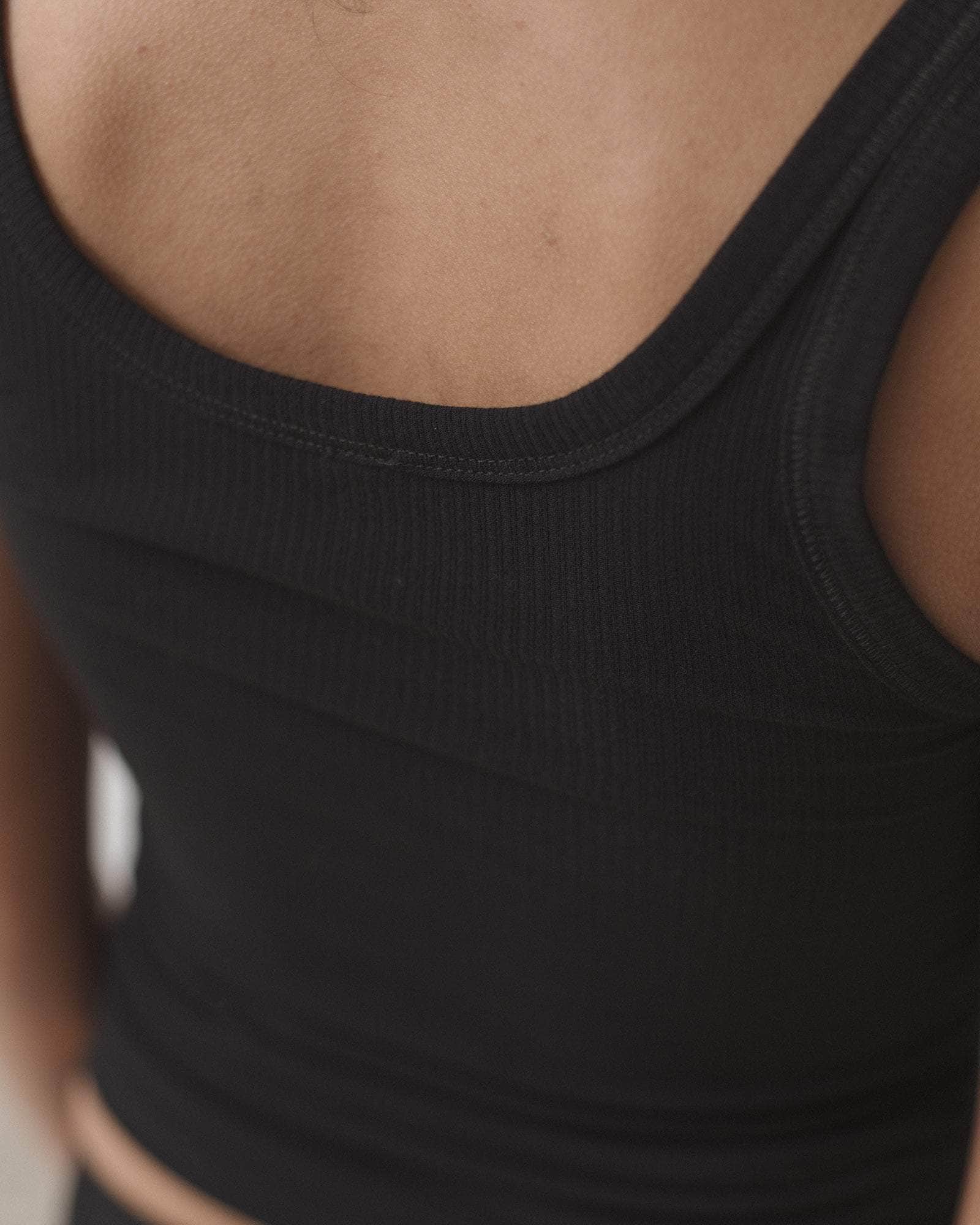 Heart Tank in Black | Fine organic cotton rib | en | Baserange