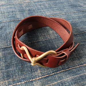 栃木レザー】“STANDARD” Hook Buckle Leather Belt 【Summer Oil
