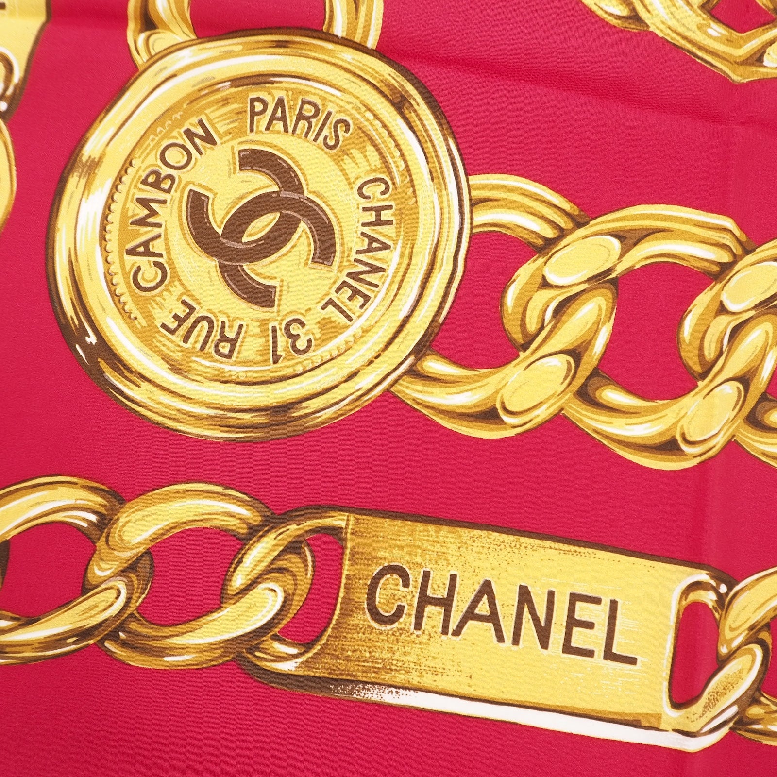 シャネル CHANEL スカーフ レッド ゴールド レディース 箱付 美品 4