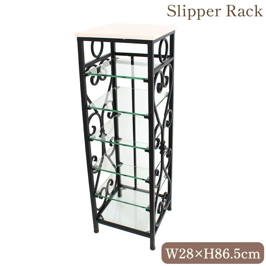 9％OFF／ アンティーク調 天板大理石 スリッパラック 【送料無料