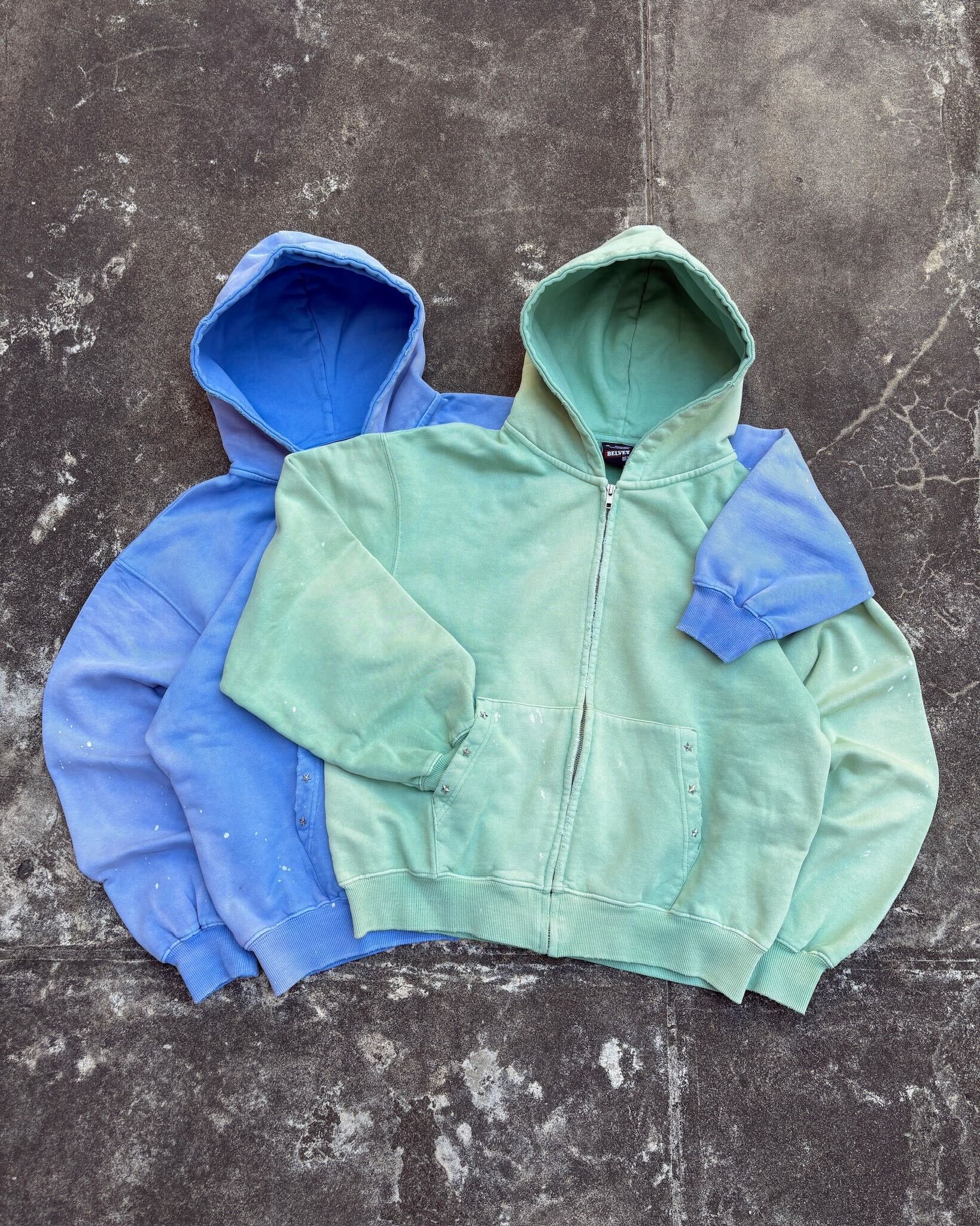 Distressed Pigment Zip Hoodie – BELVET