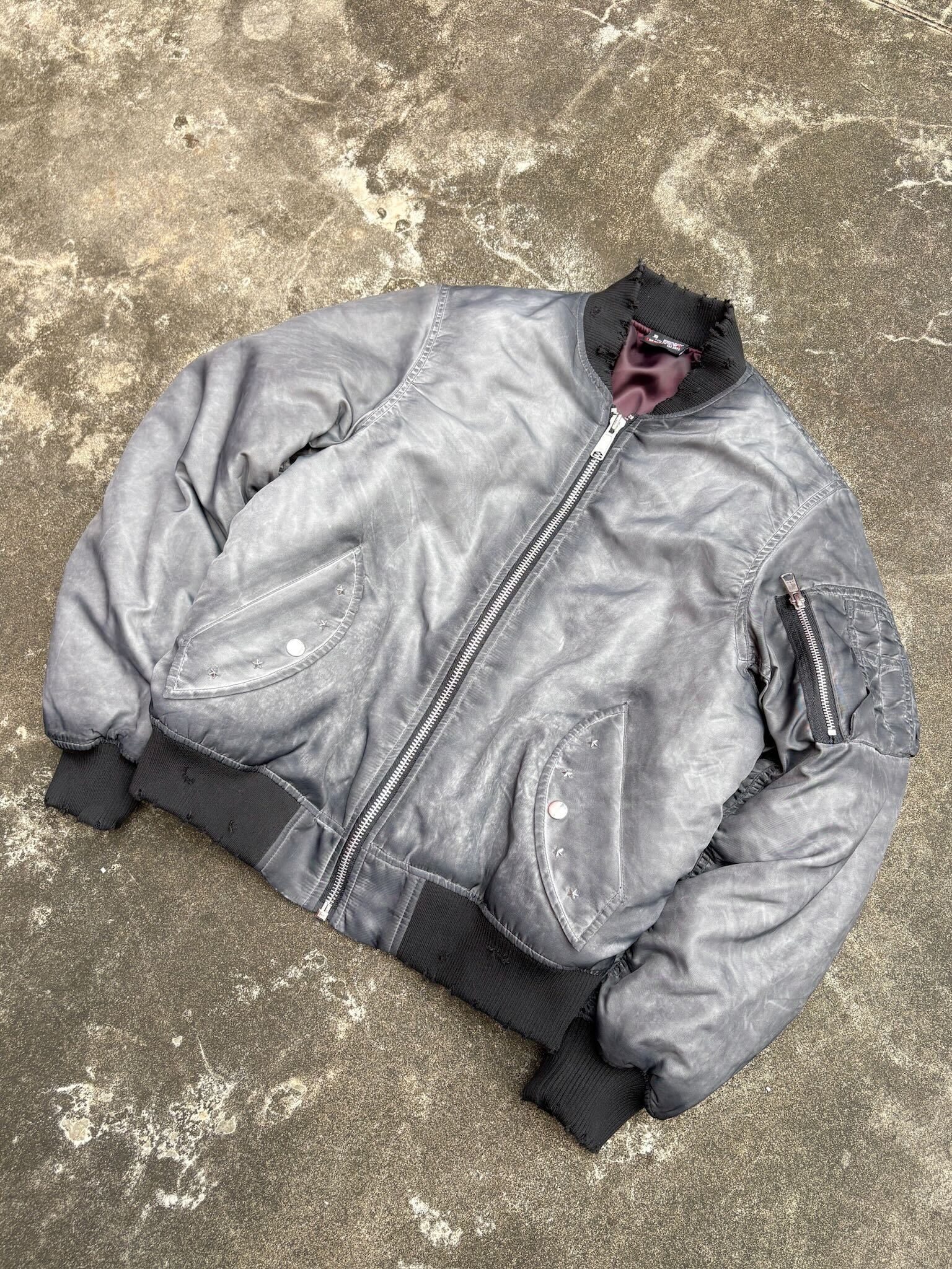 ロ*員様 belvet Faded MA-1 Bomber Jacket ブルー Faded MA-1 Bomber
