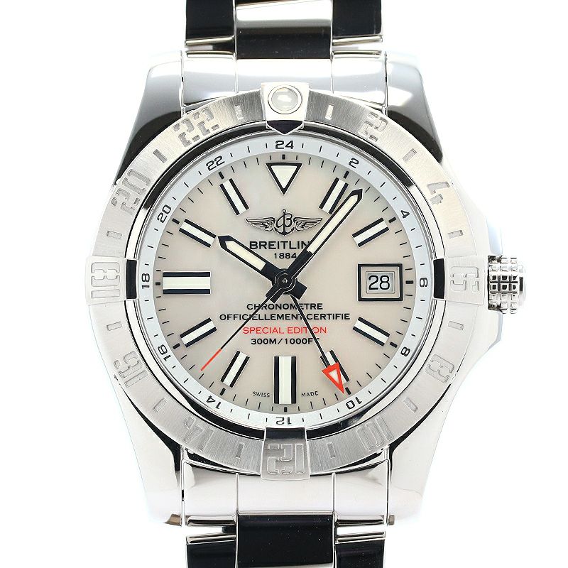 中古】BREITLING AVENGER II GMT MOTHER OF PEARL JAPAN EDITION