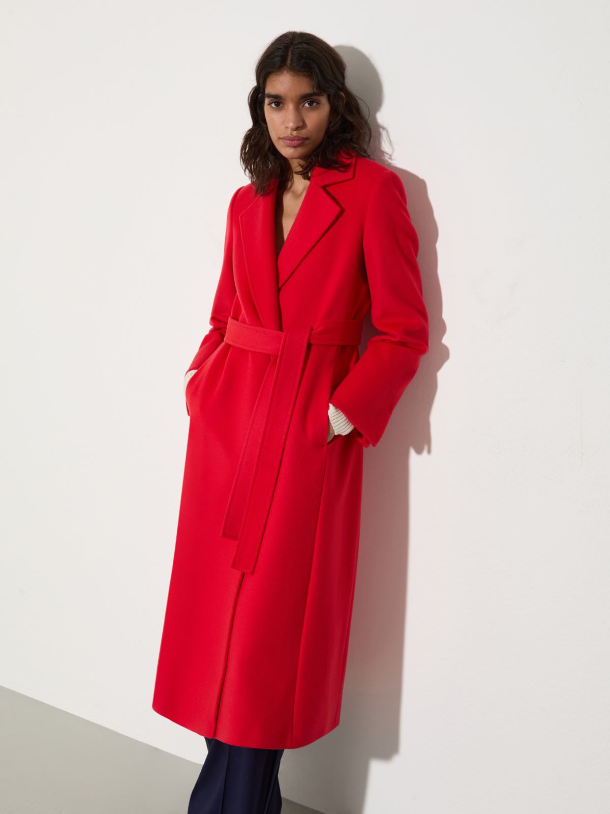 Longrun wool-drap coat, red | MAX&Co.