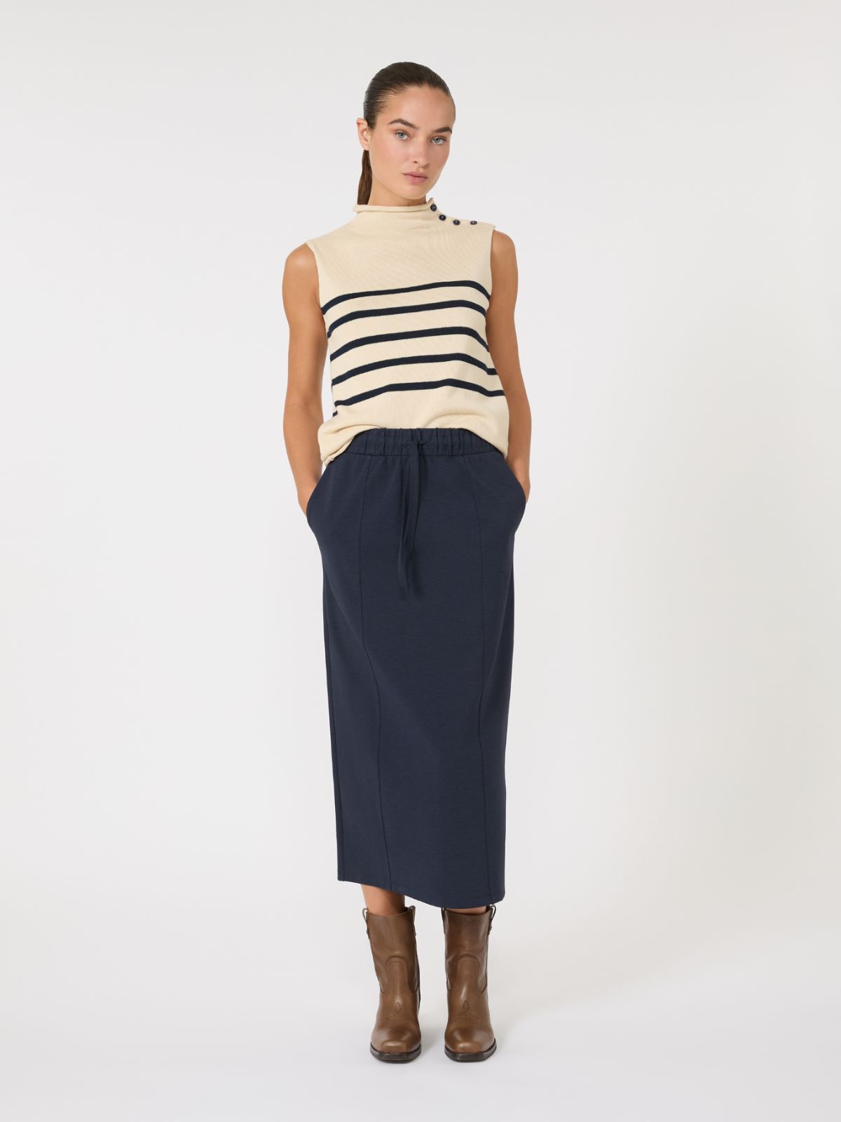 Milano-knit jersey skirt, navy | Max Mara