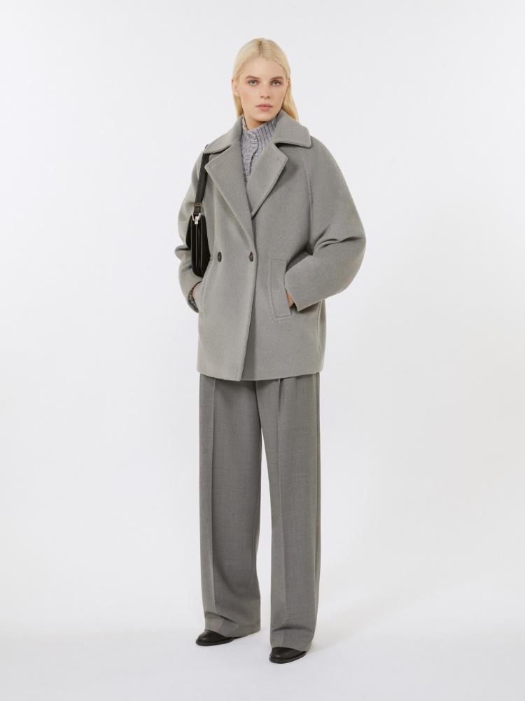 Wool twill trousers, medium grey | Max Mara
