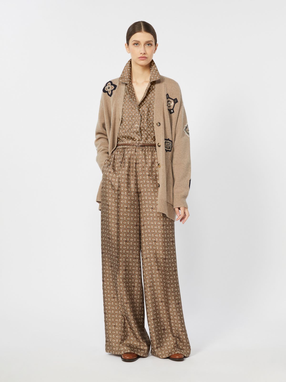 ヴィスキオ] ピュア シルク プリント パンツ, mud | Max Mara
