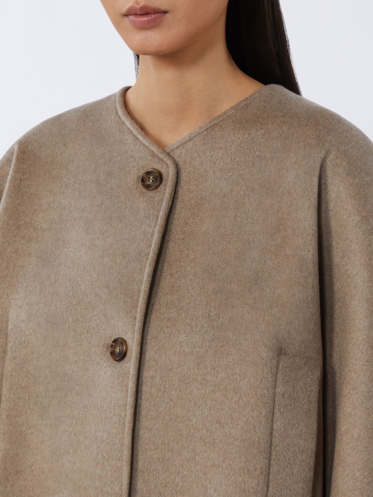 Cashmere cape with scarf detail, tawny bronze brown | Max Mara