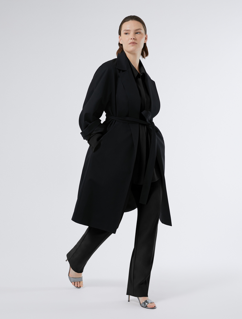 Cotton gabardine raincoat, black | Marina Rinaldi