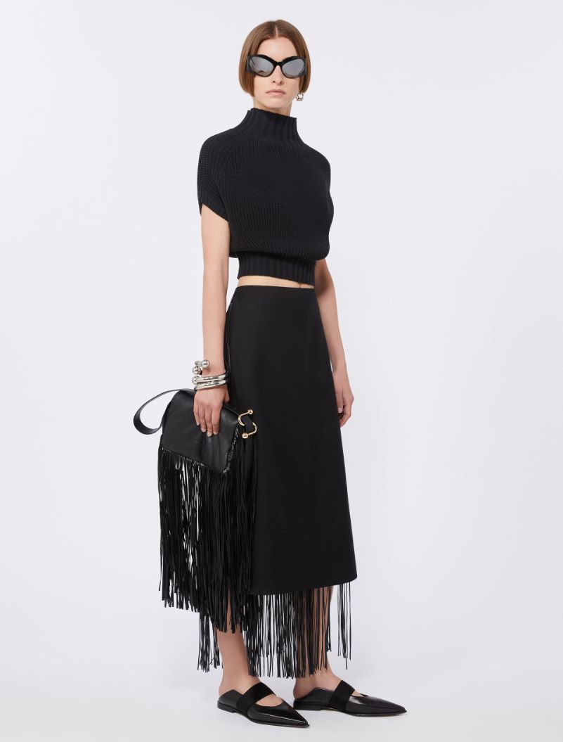 Fringed skirt, black | Sportmax