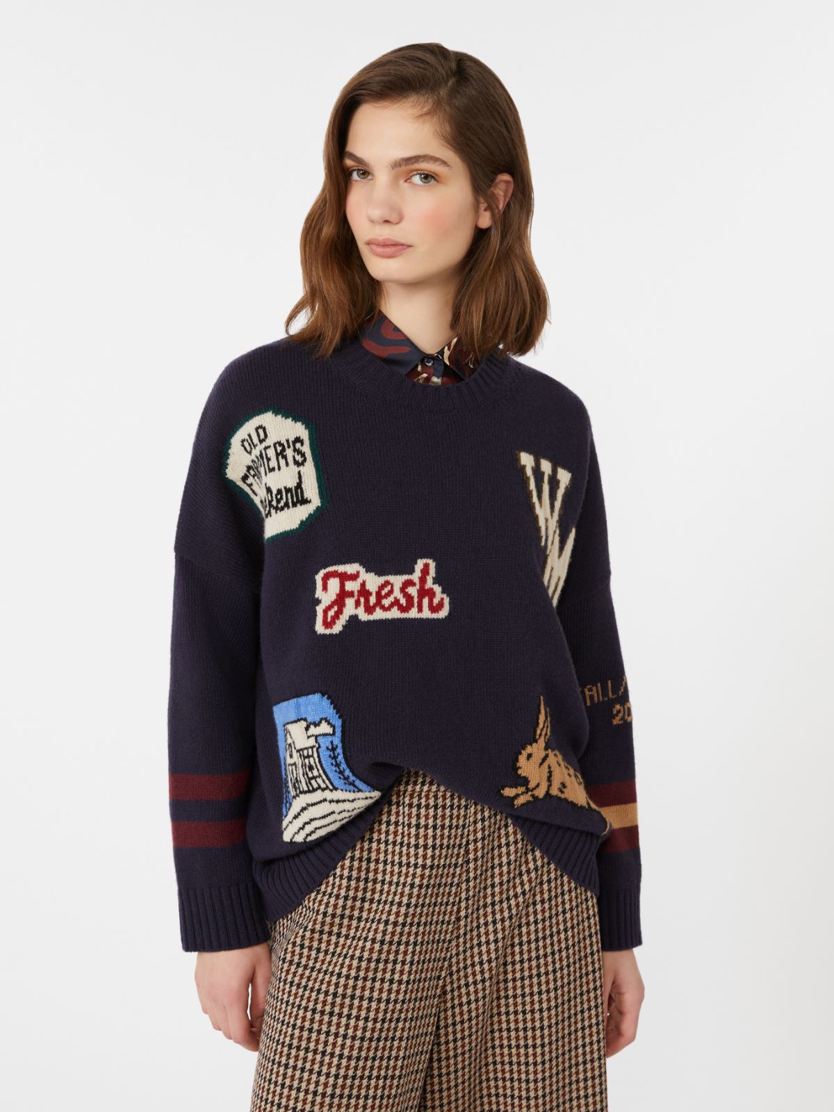 Wool knit oversized jumper, navy | Weekend Max Mara