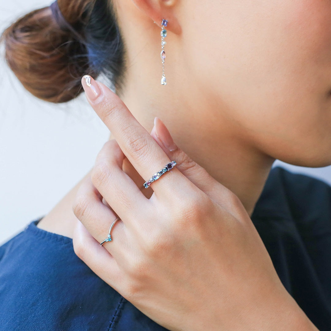 ビズー公式】マルチカラージュエル K18(18金) PTリング スノールナ