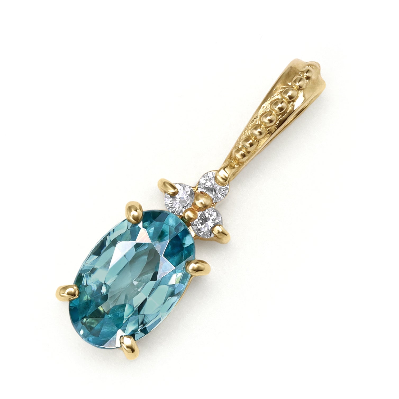 ビズー公式】ブルージルコン ダイヤモンド K18(18金) PTペンダント