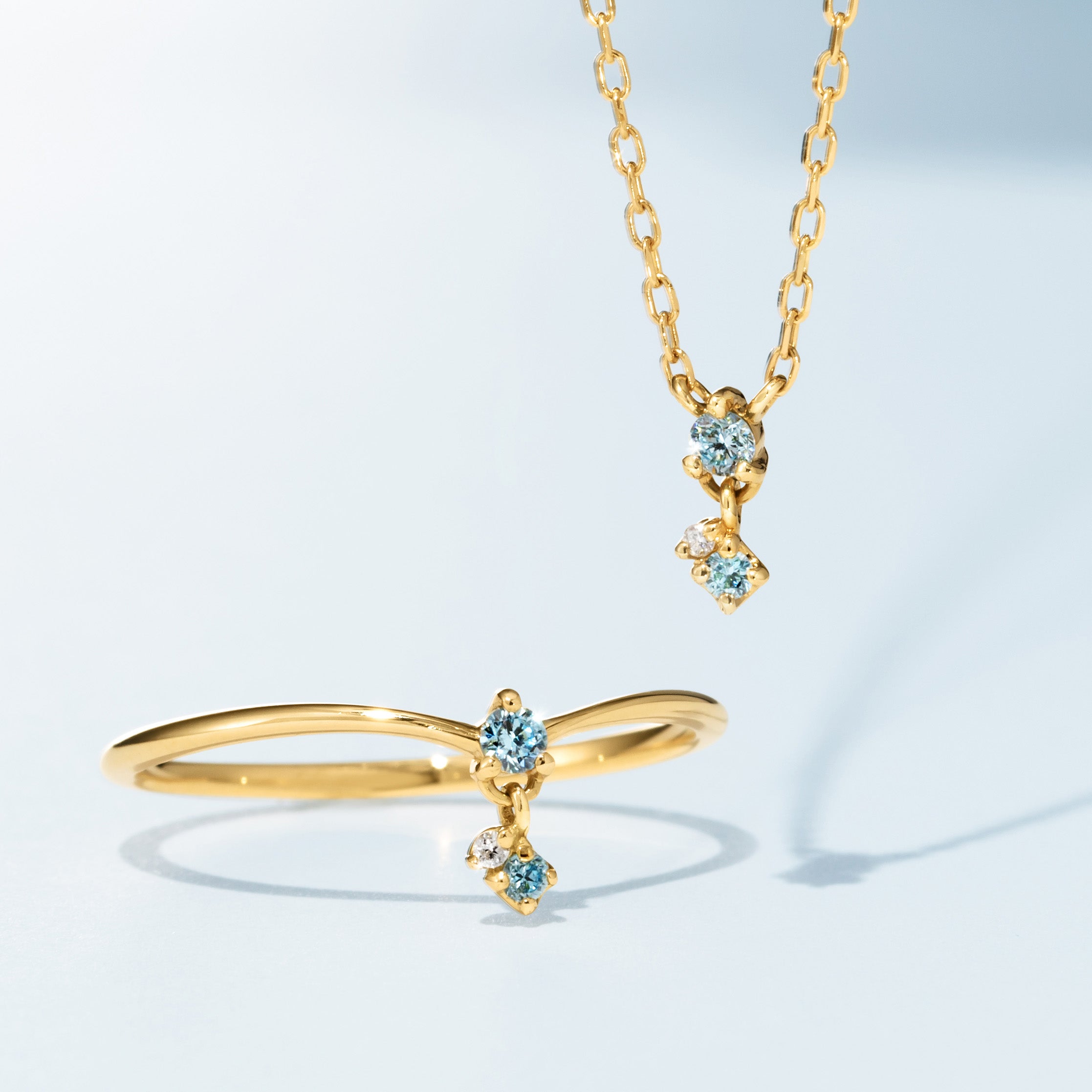 ブルーダイヤモンド(ラボグロウン) K18/K10/PTリング・トランジュS